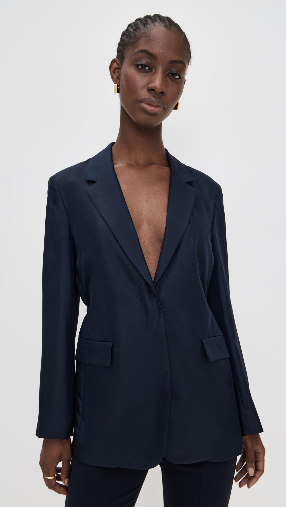 oversized cinch waist blazer