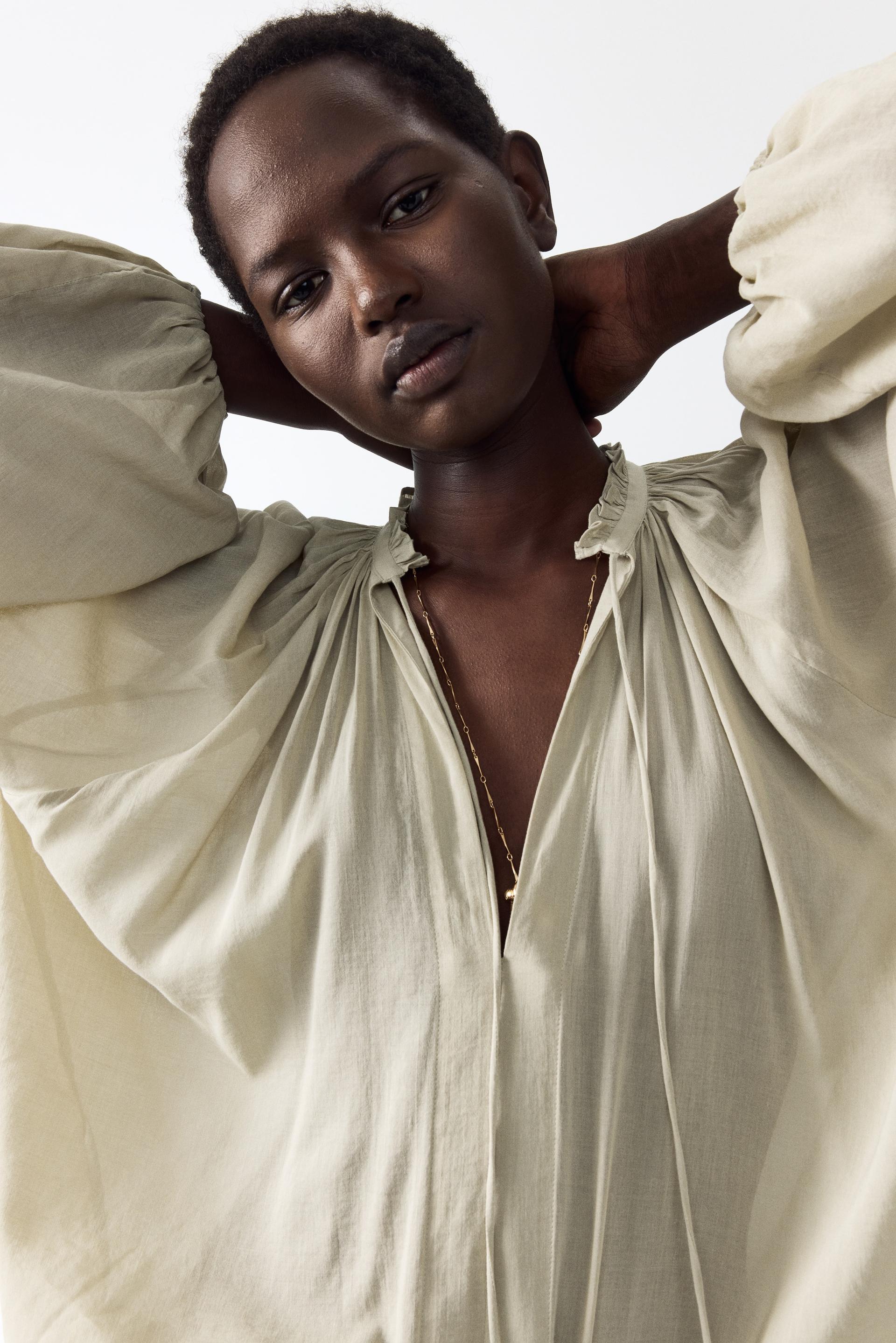 oversized cotton-blend blouse