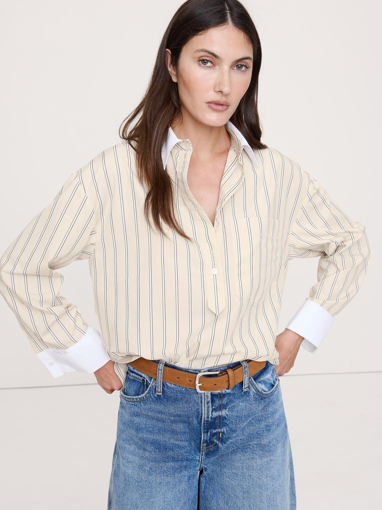 oversized cotton poplin banker shirt