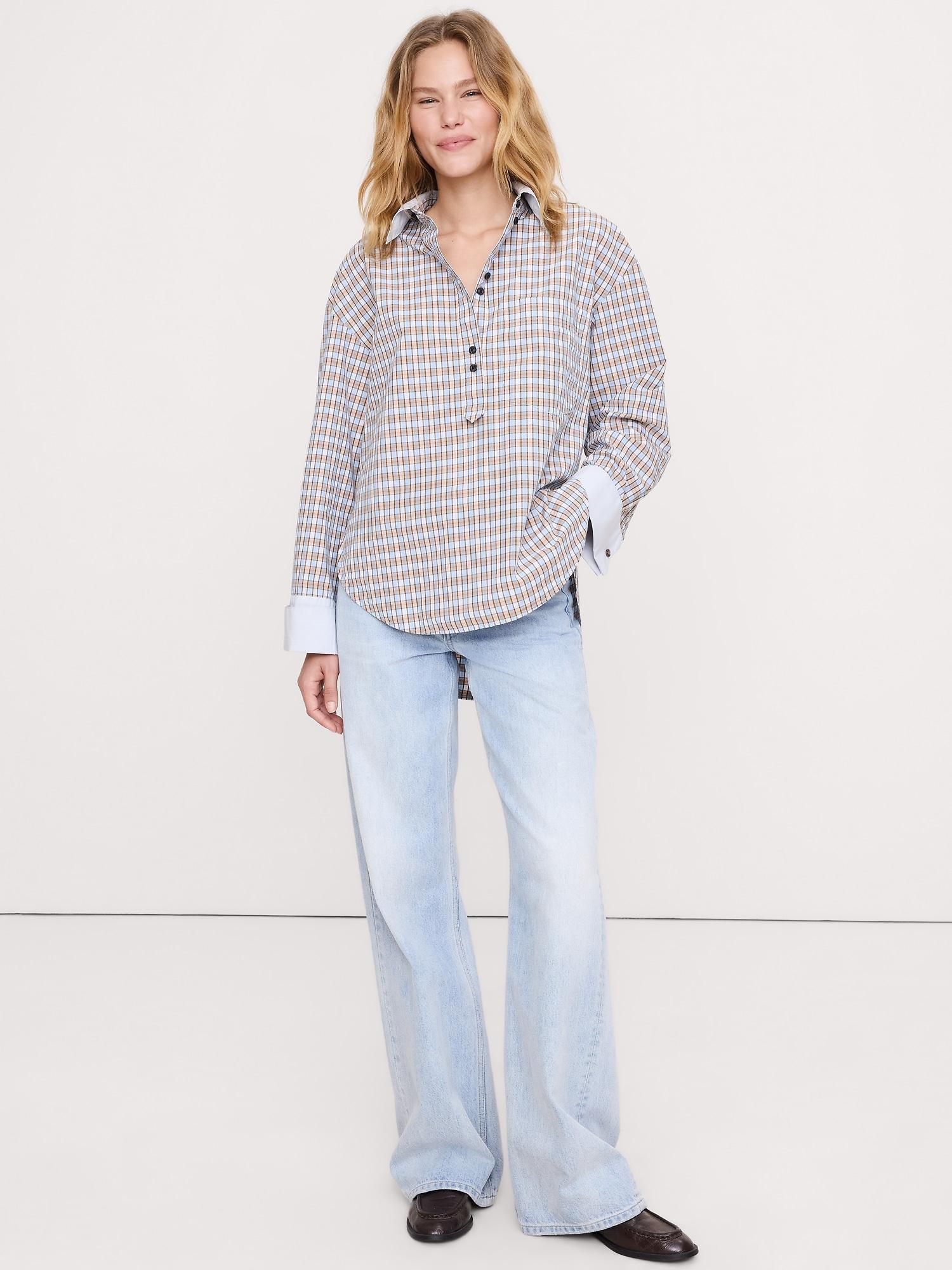 oversized cotton poplin banker shirt