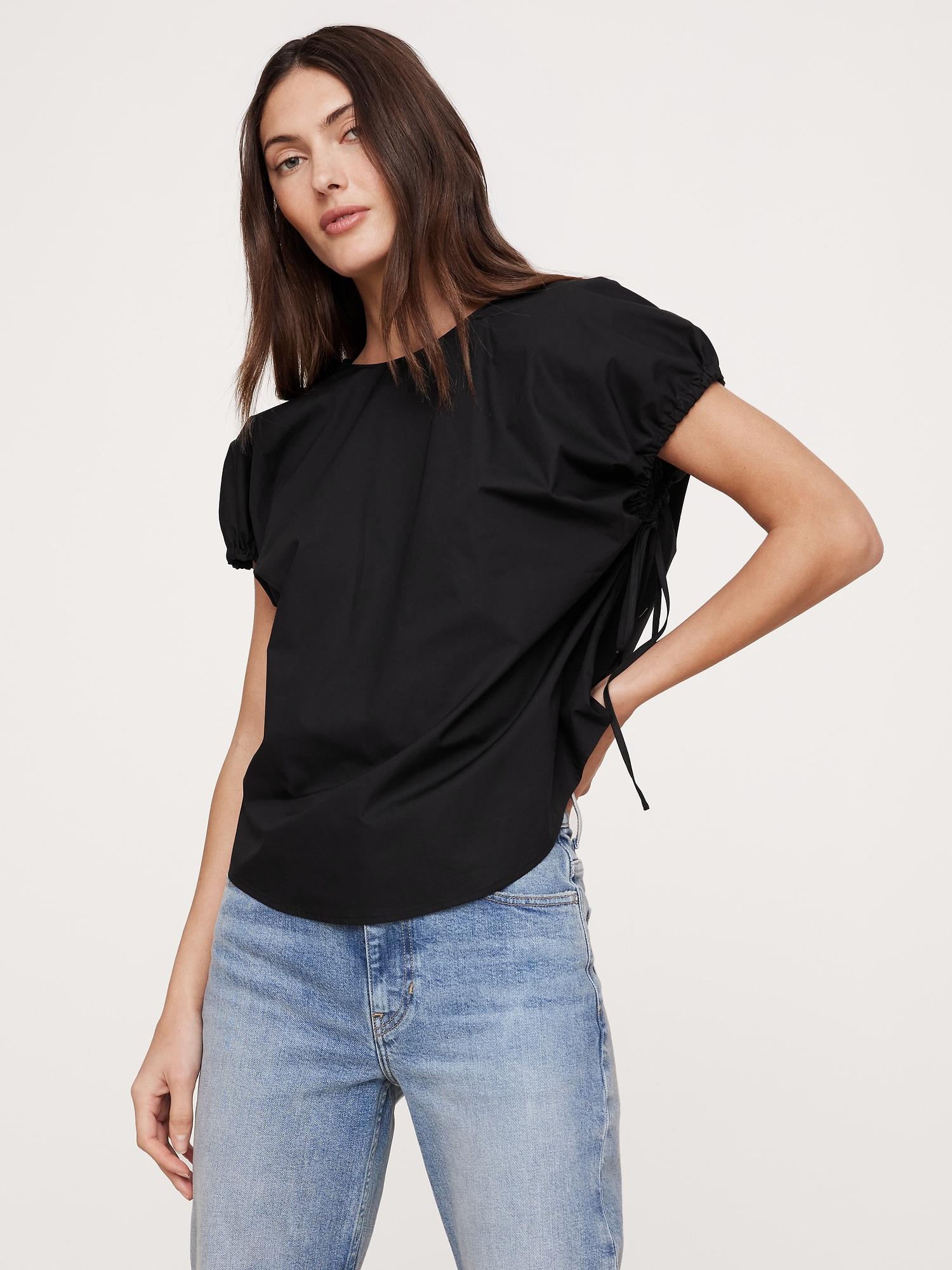 oversized cotton poplin cinch top