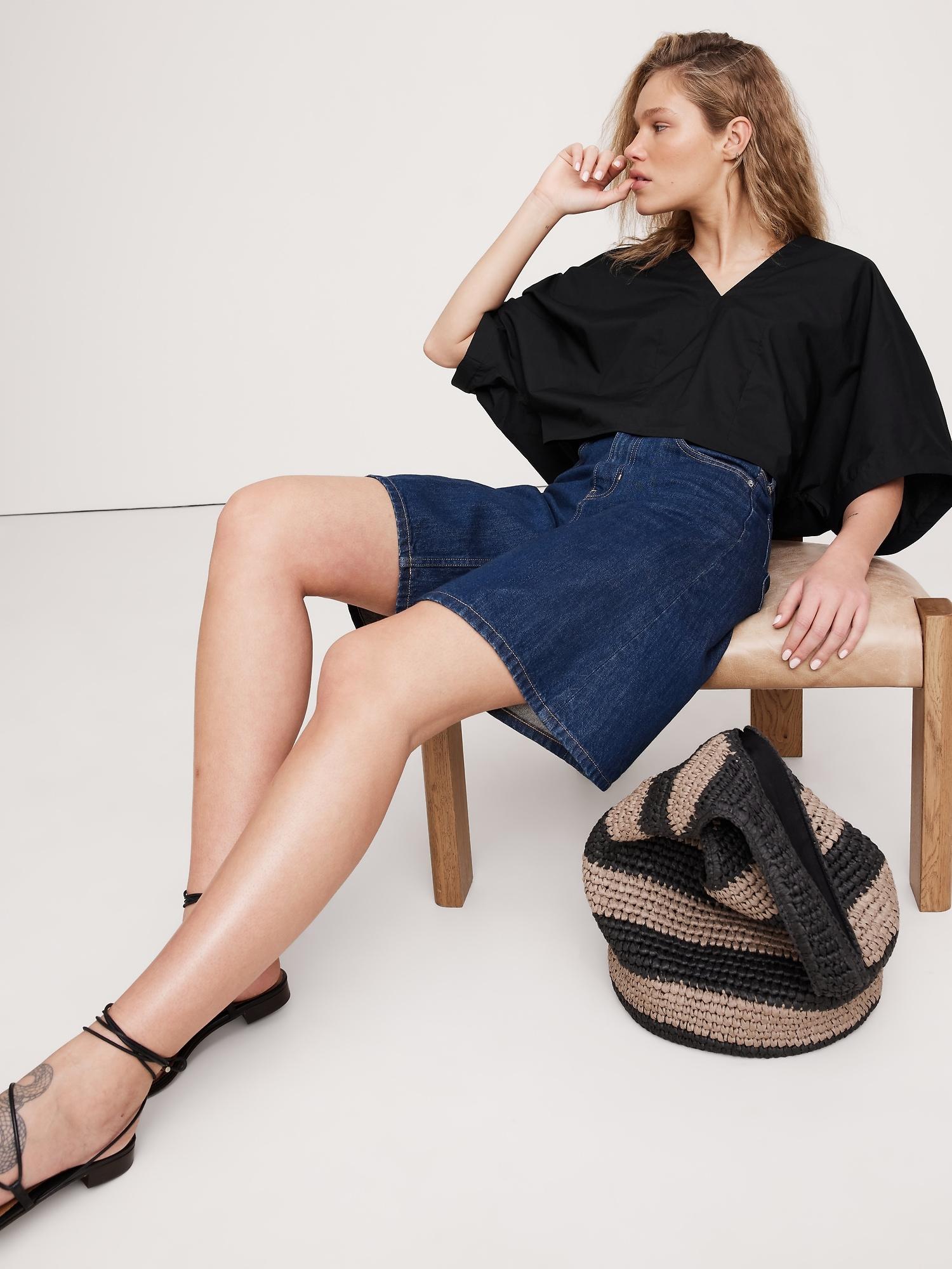 oversized cotton poplin cropped top