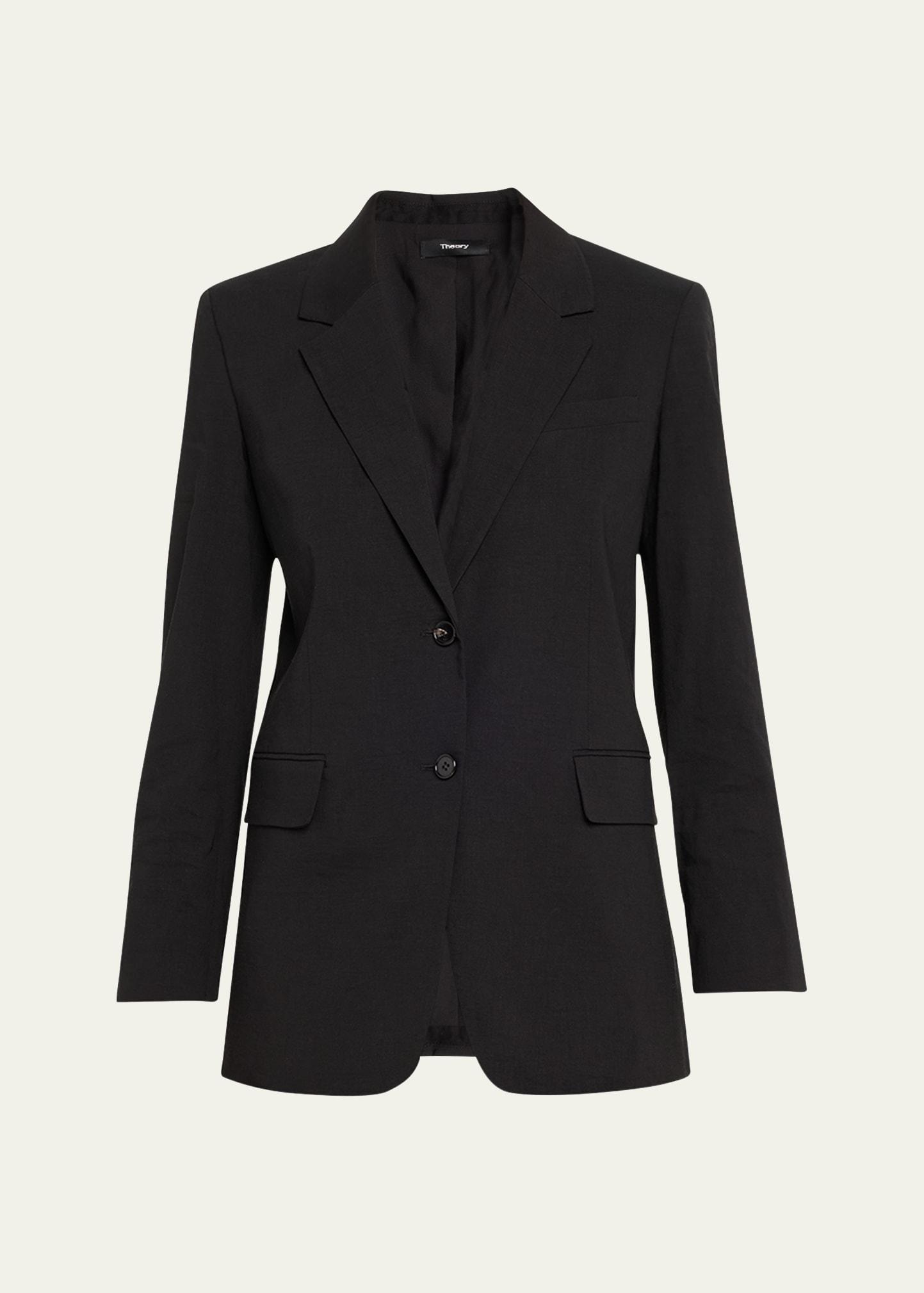 oversized crunch linen blazer