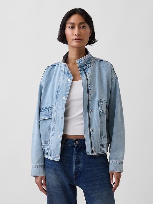oversized denim bomber jacket