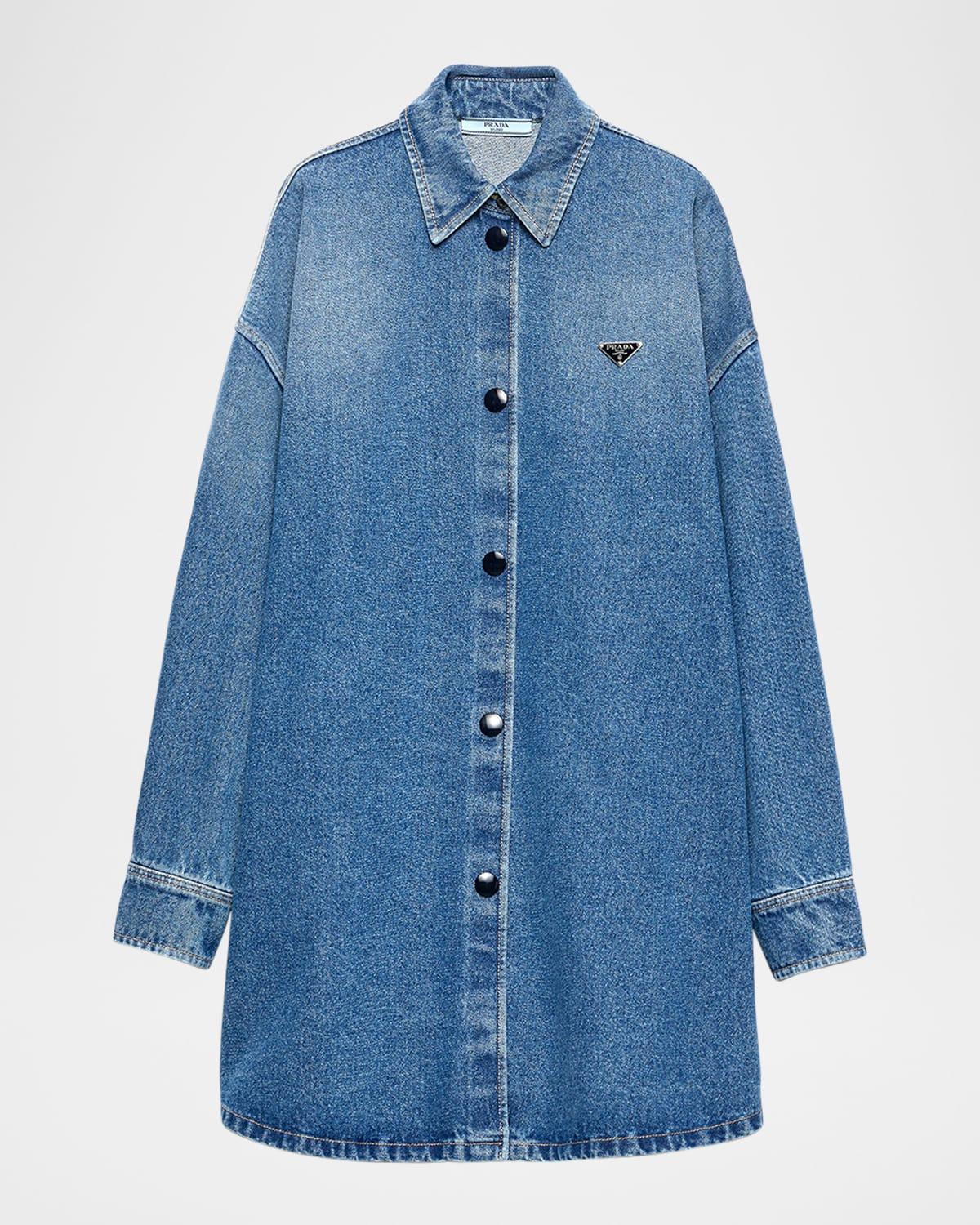 oversized denim button-down shirt