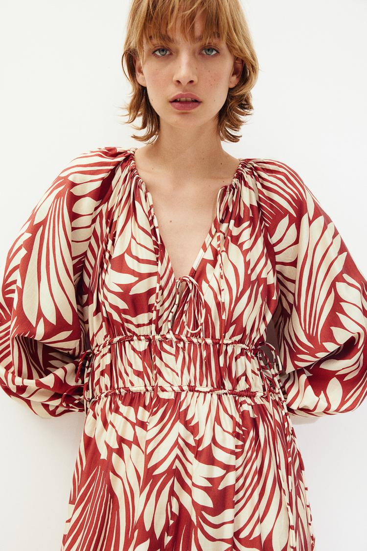 oversized drawstring-detail dress