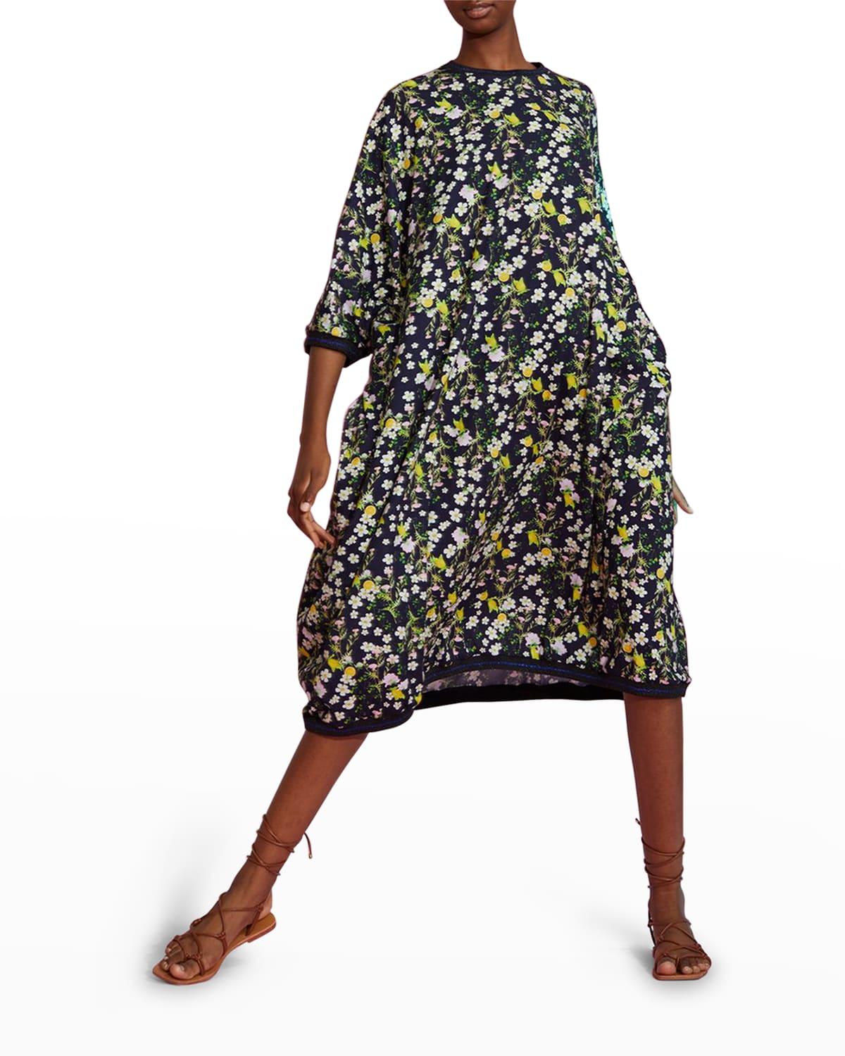 oversized floral-print tee dress