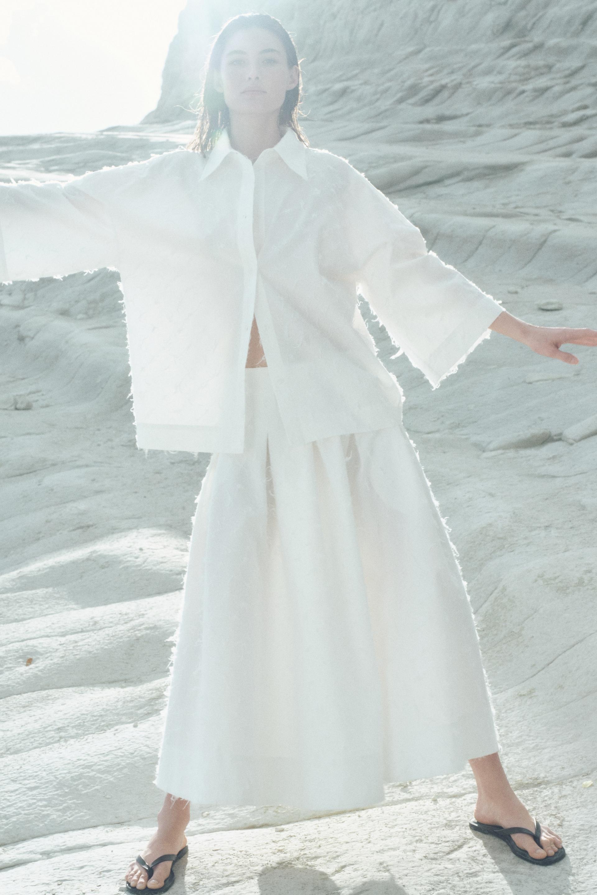 oversized fringe-textured shirt