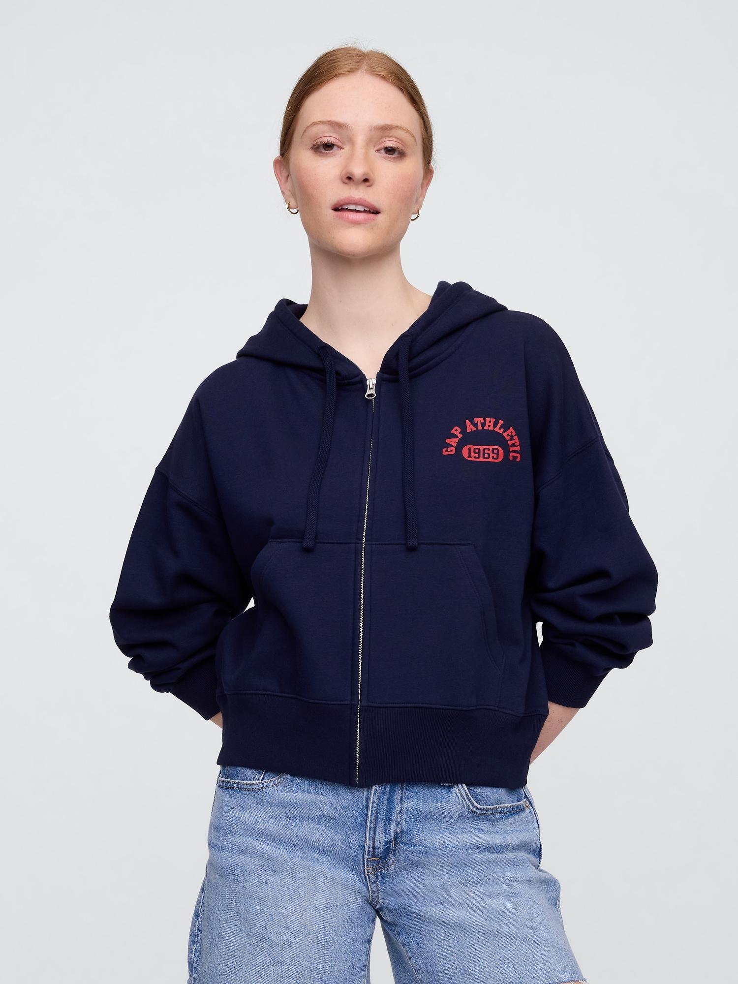 oversized gap graphic zip hoodie