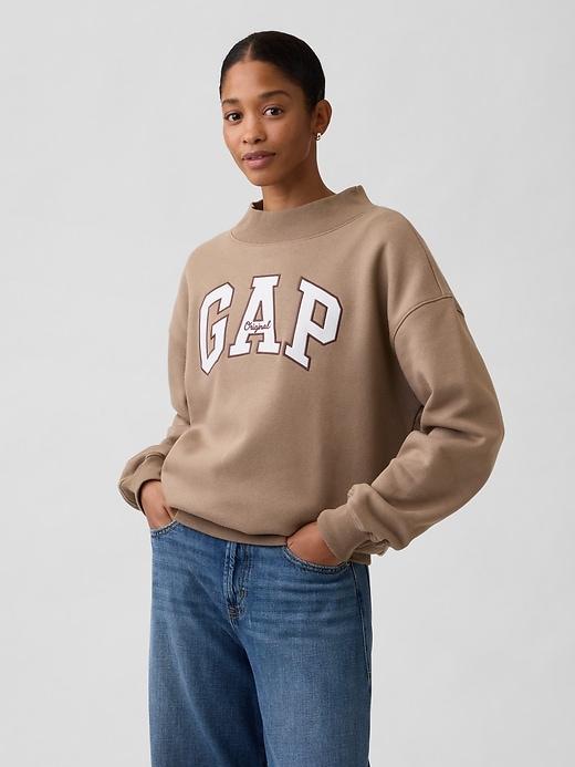 oversized gap logo mockneck tunic sweatshirt