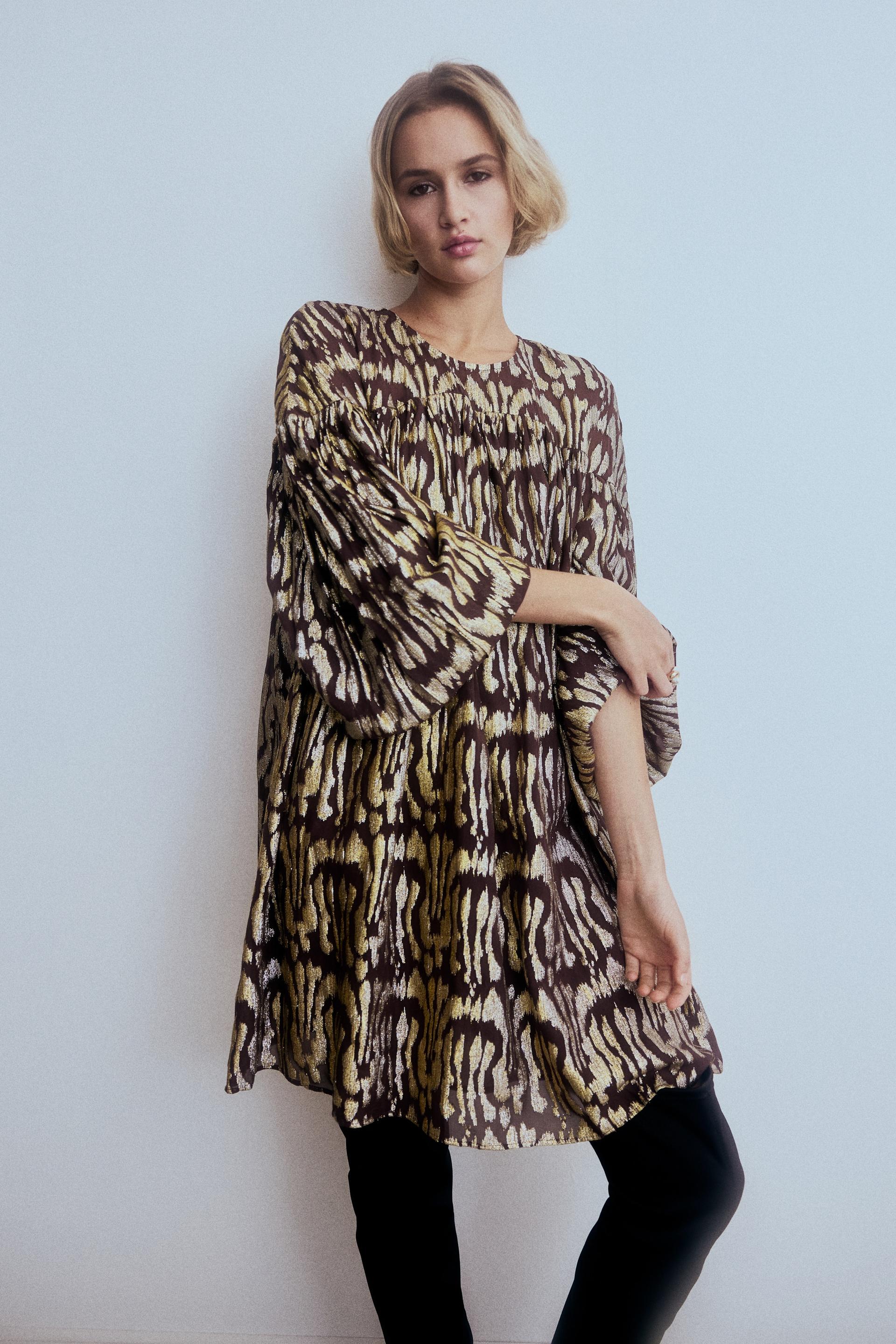oversized jacquard-weave dress
