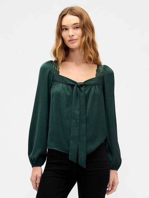 oversized lace-trim top