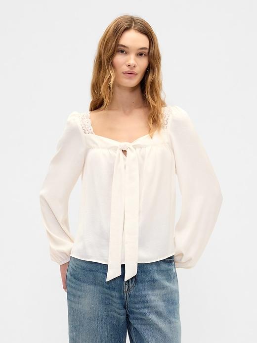 oversized lace-trim top