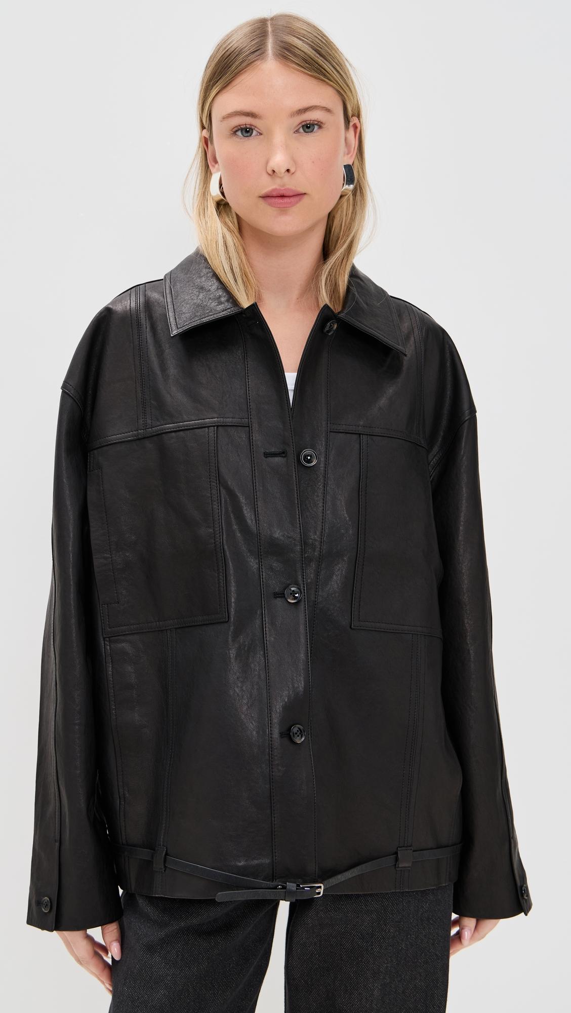 oversized leather jacket