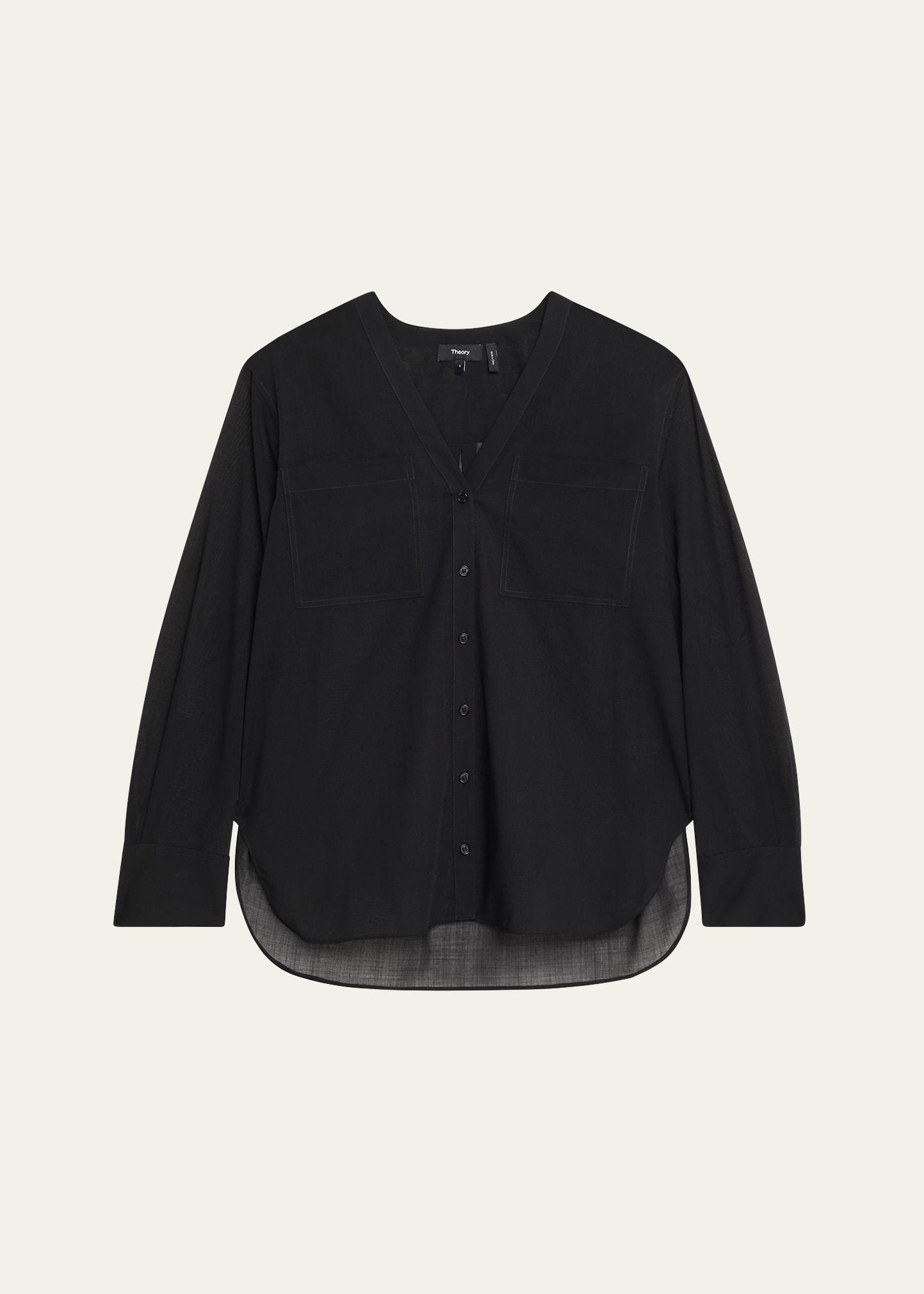 oversized lightweight button-front shirt