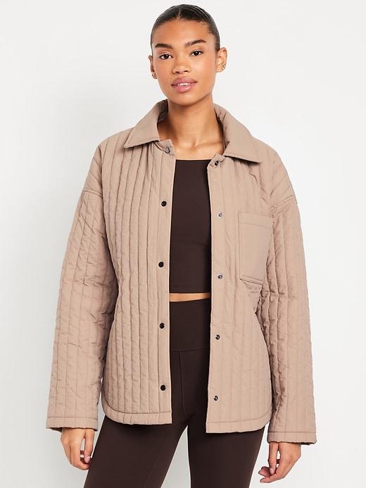 oversized lightweight water-resistant quilted jacket