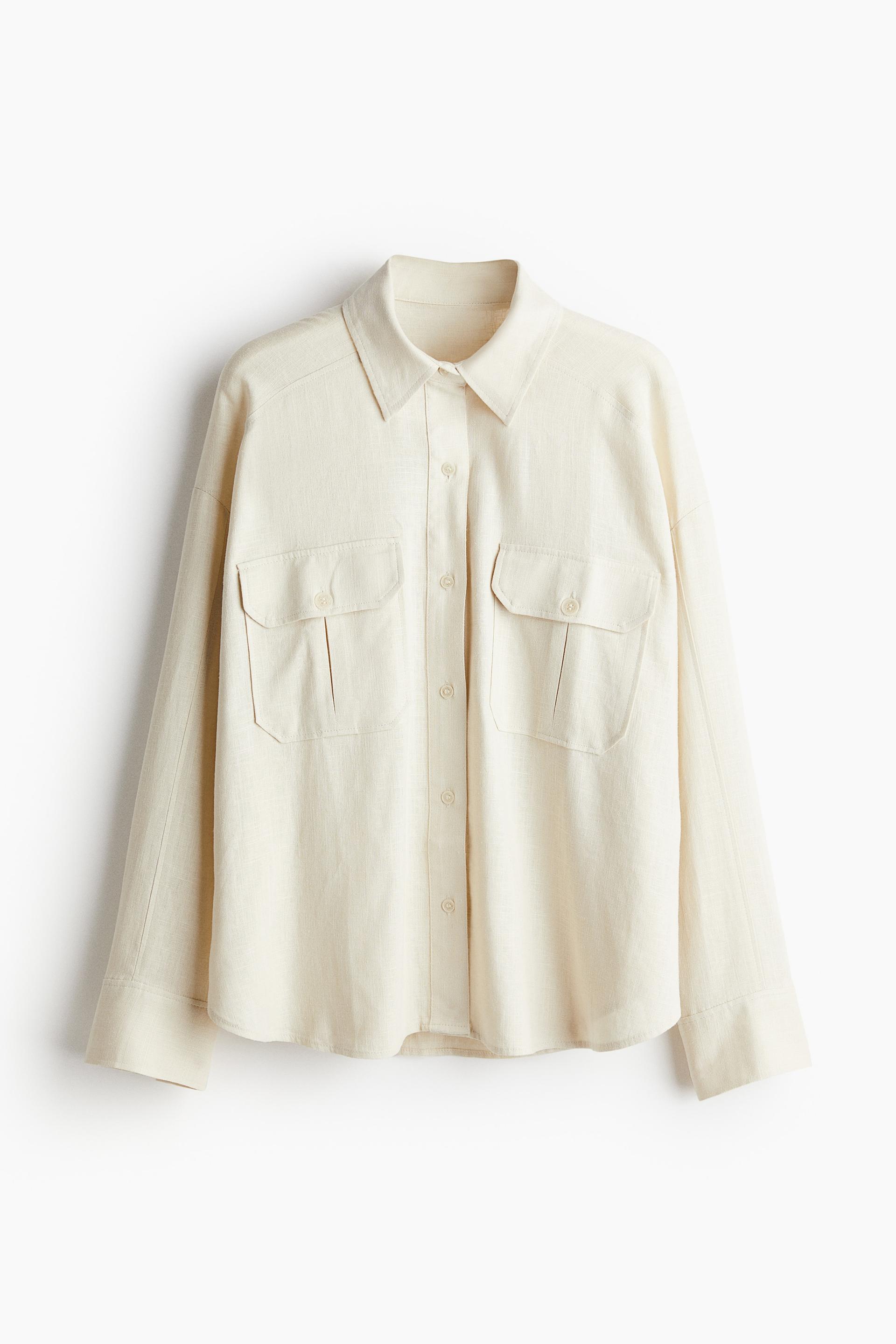 oversized linen-blend cargo shirt
