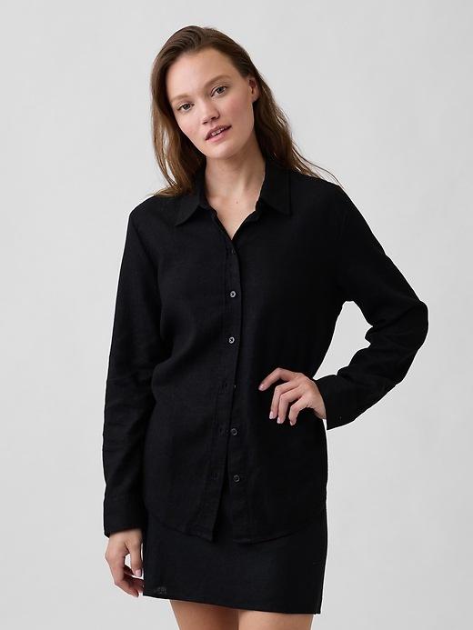 oversized linen-blend easy shirt