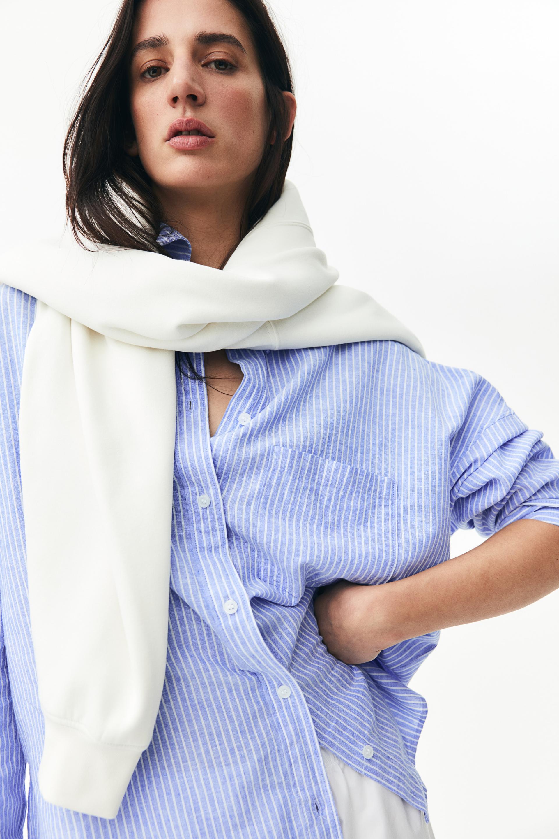 oversized linen-blend shirt
