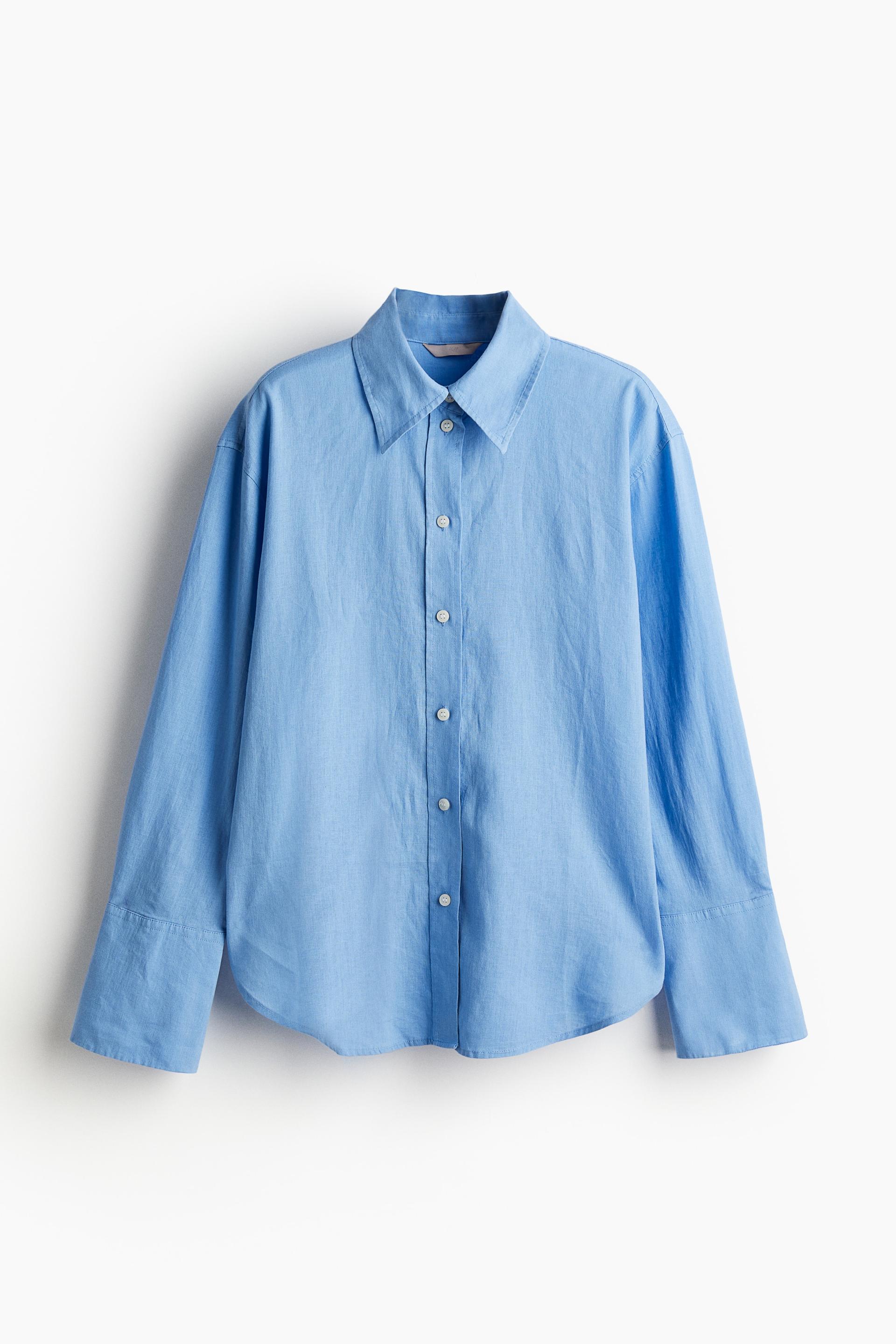 oversized linen-blend shirt