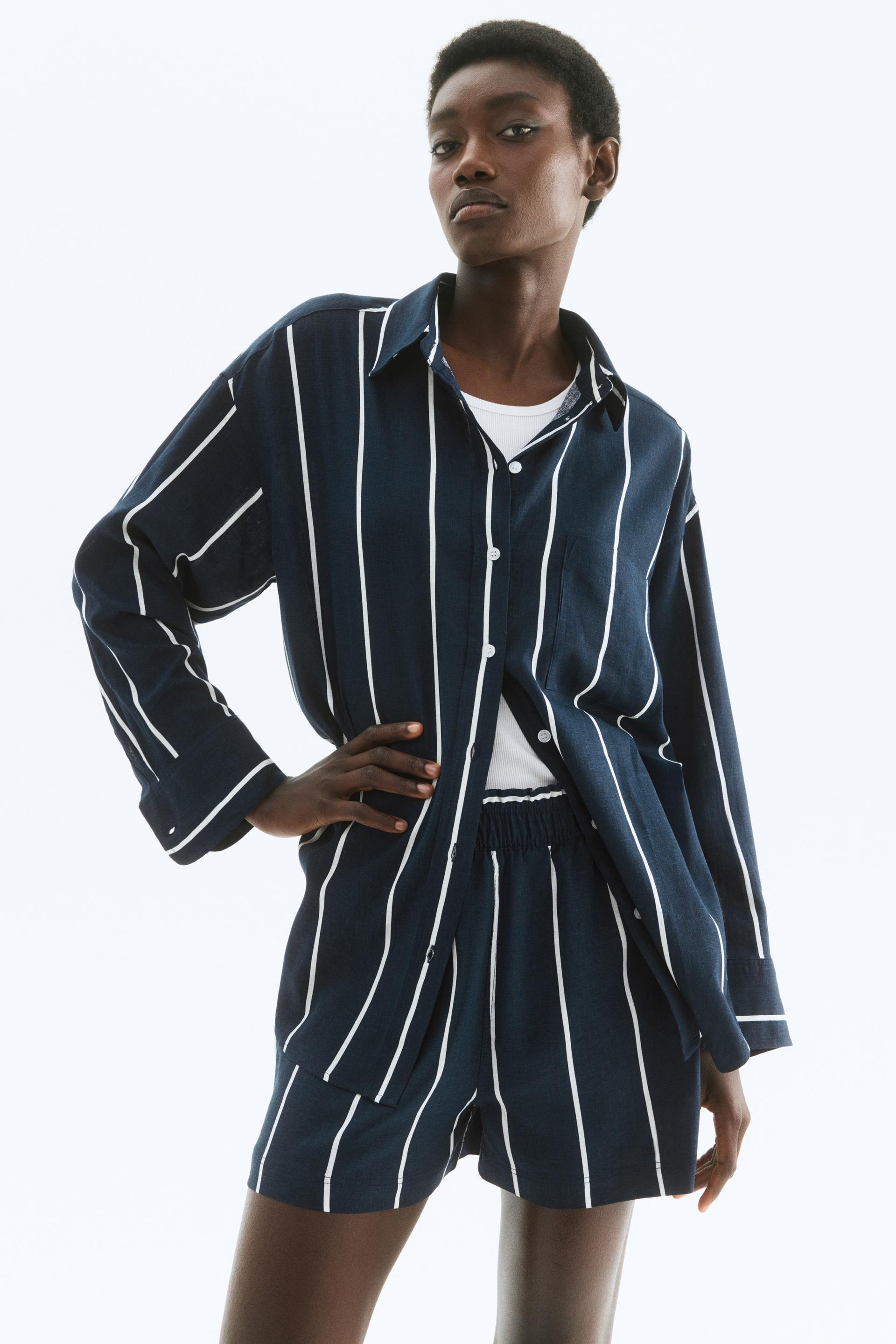 oversized linen-blend shirt