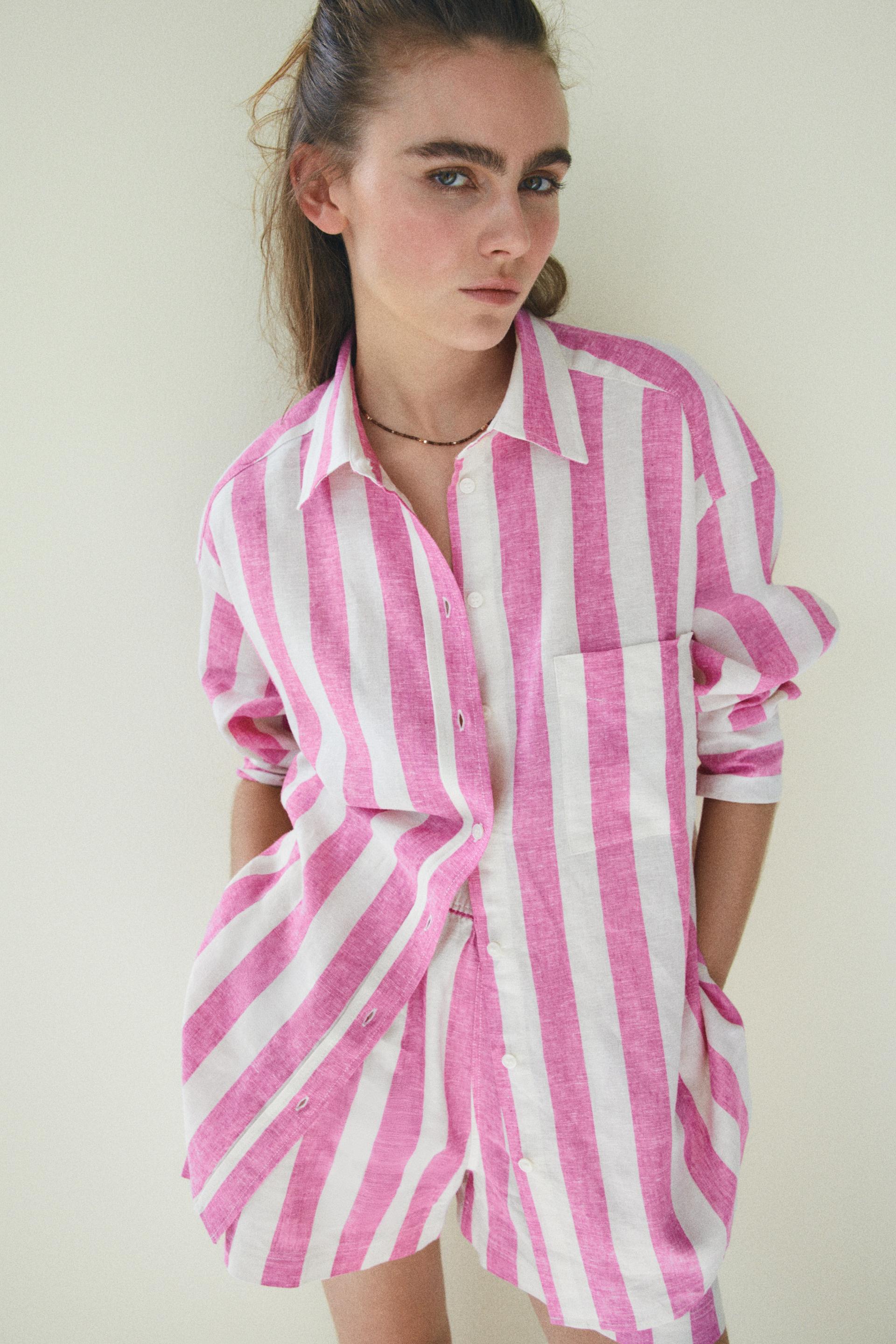 oversized linen-blend shirt