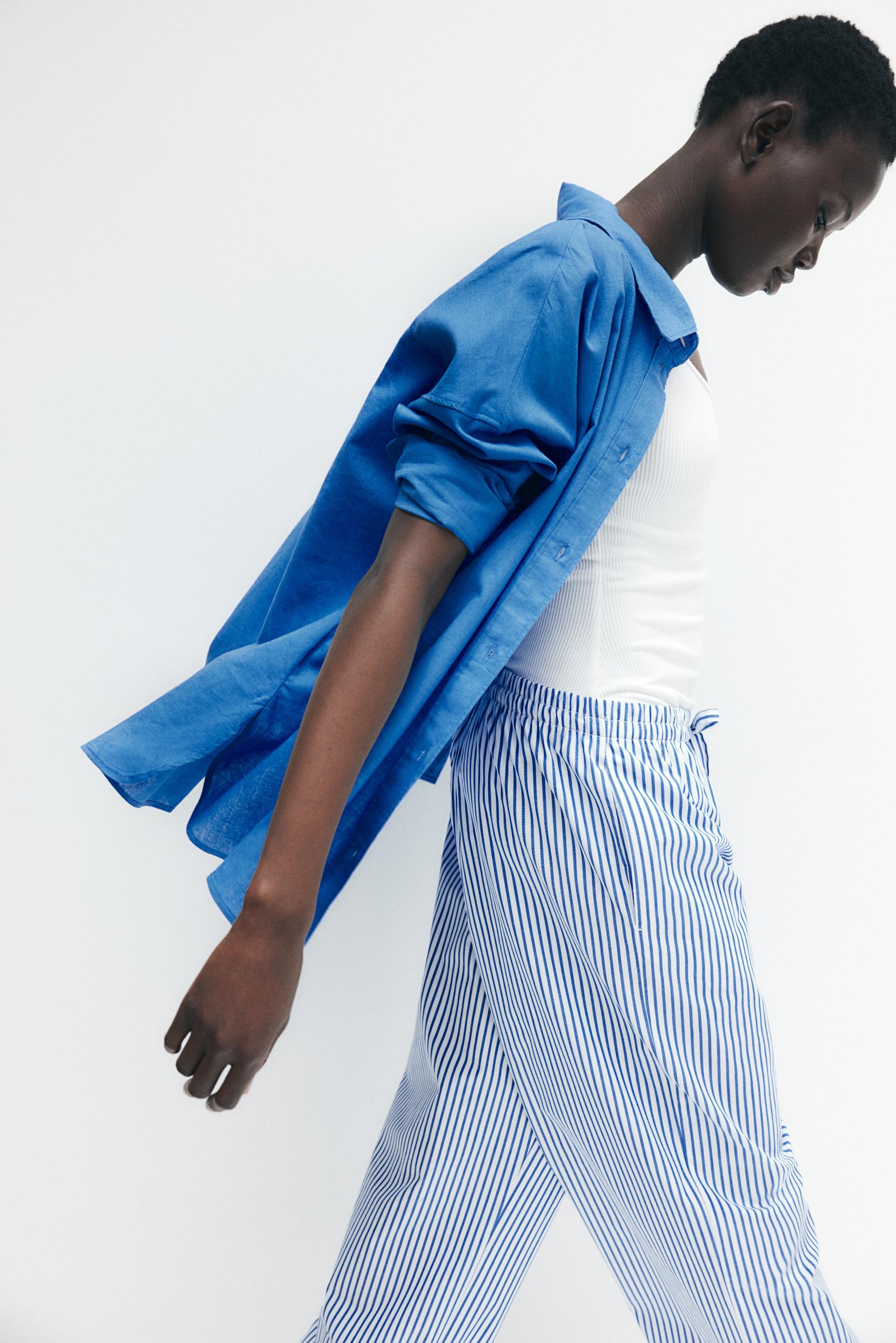 oversized linen-blend shirt