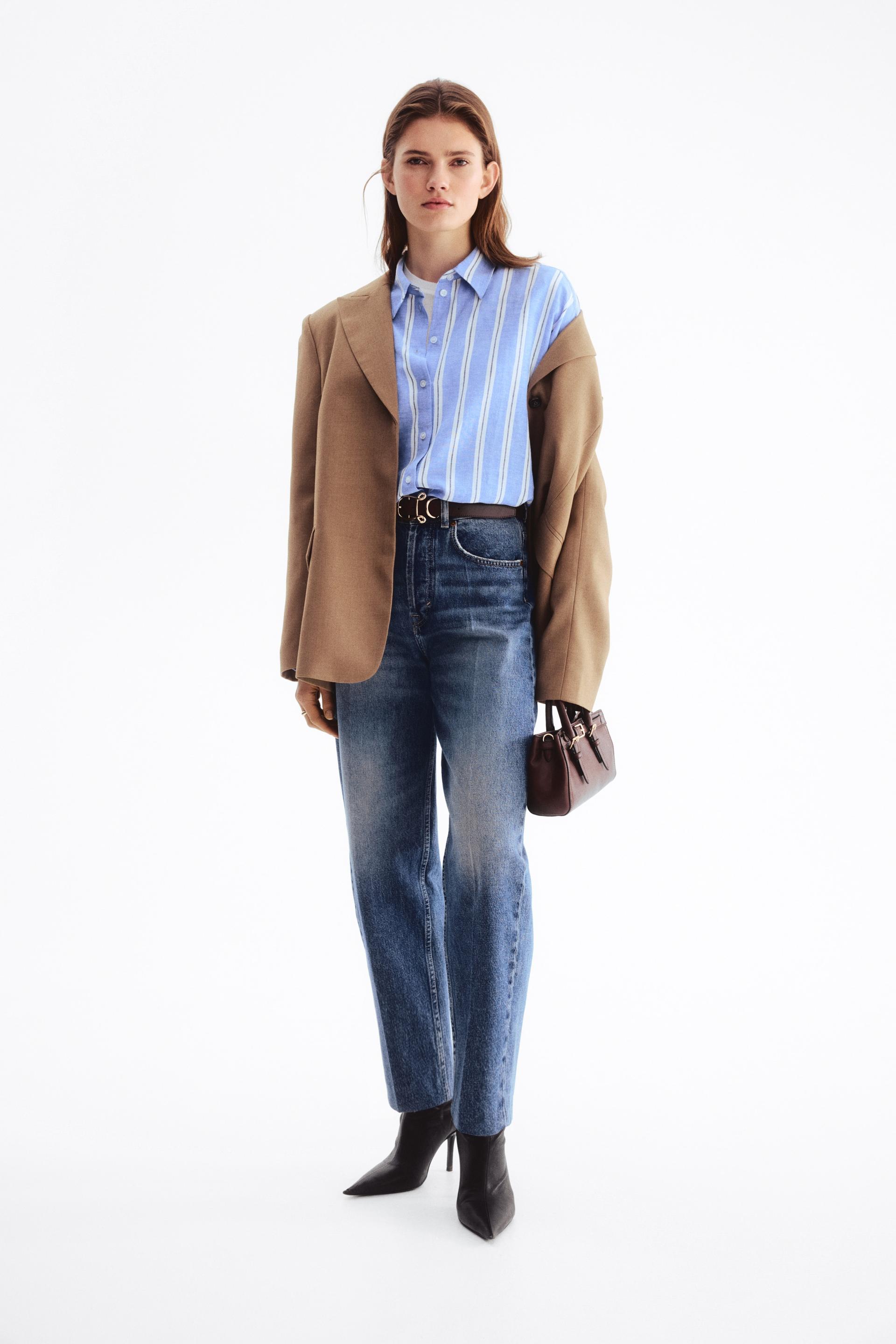 oversized linen-blend shirt