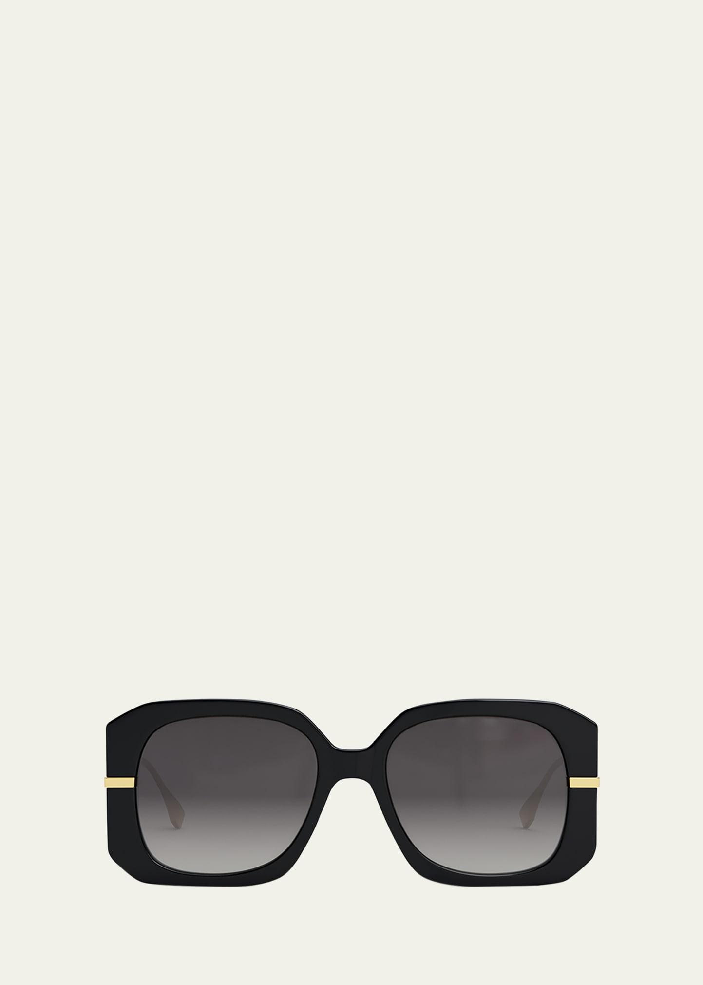 oversized logo square acetate & metal sunglasses