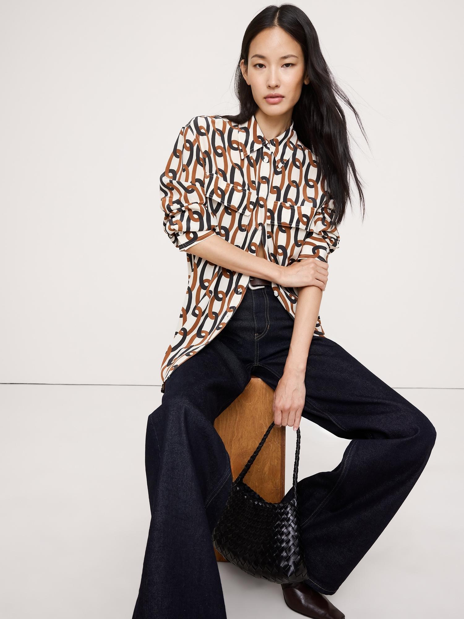 oversized matte silk utility shirt