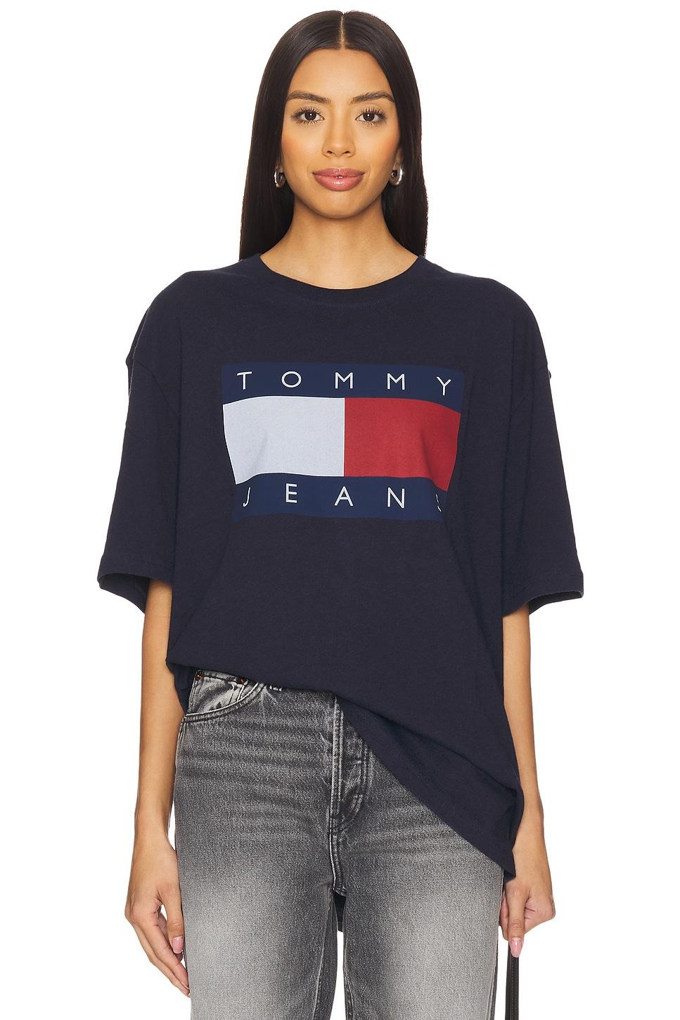 oversized melange flag tee