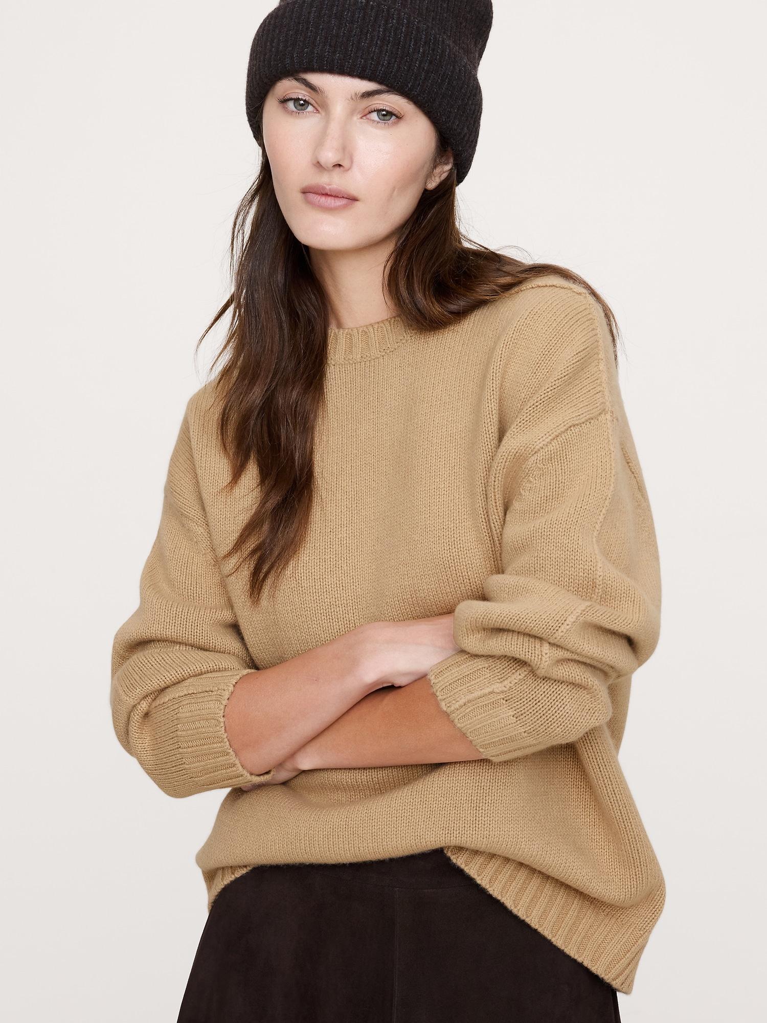 oversized merino-cotton crew-neck sweater