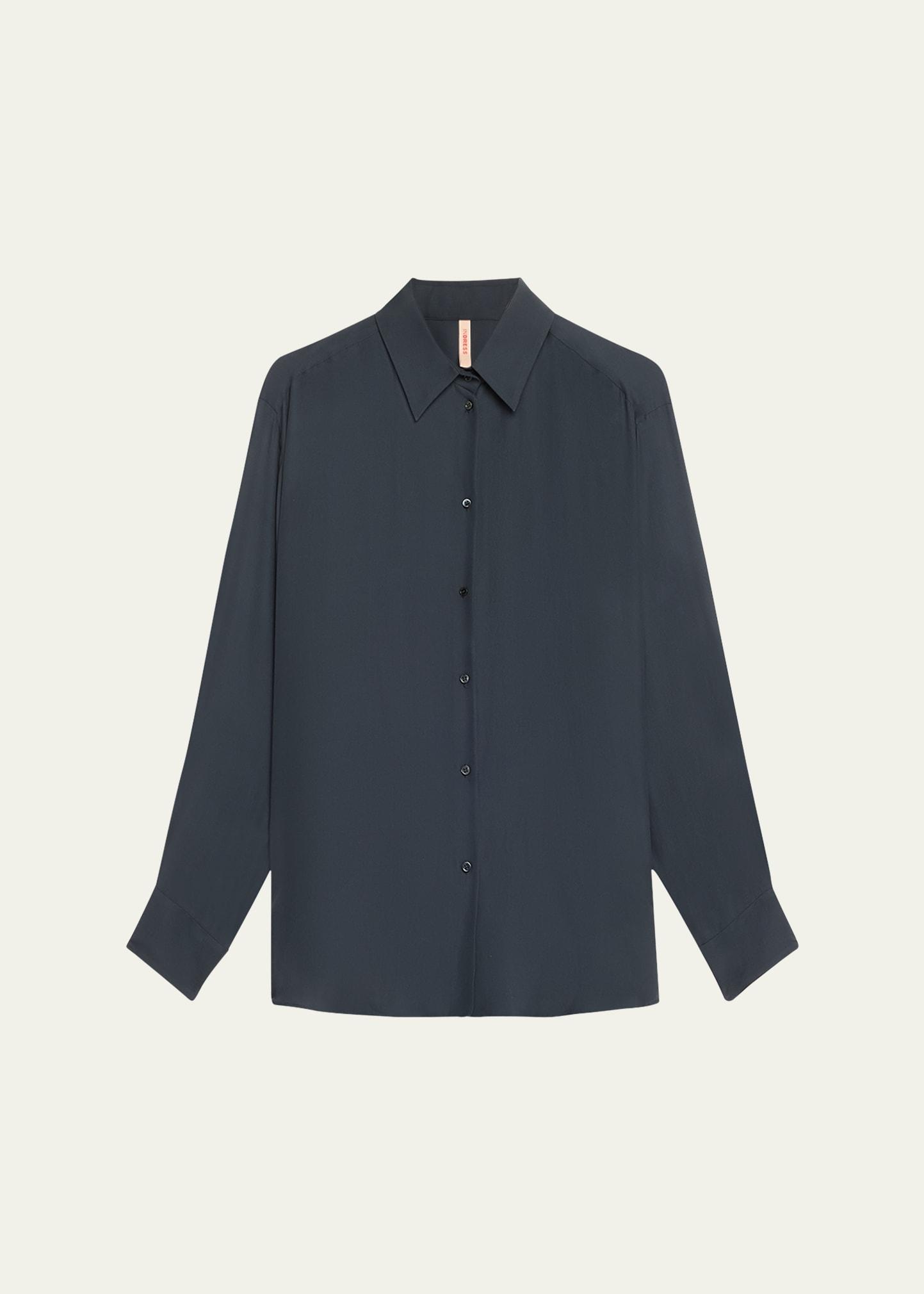 oversized organic button down silk blouse