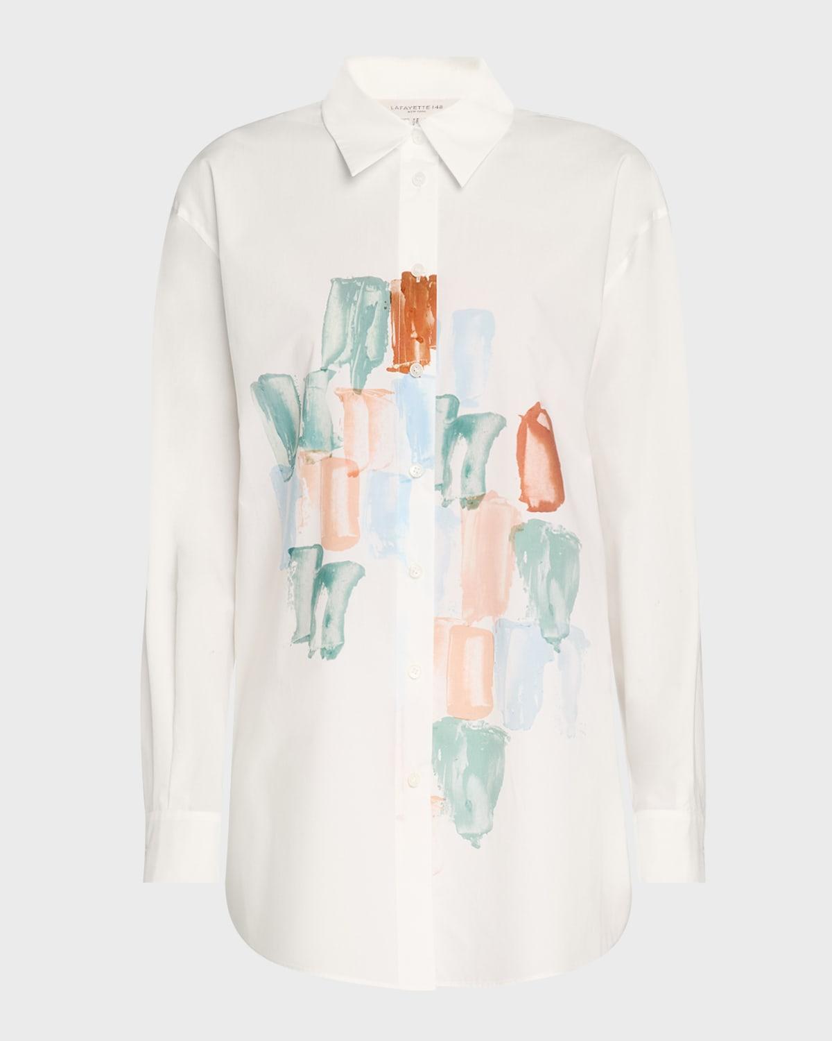 oversized paint stroke-print boyfriend shirt