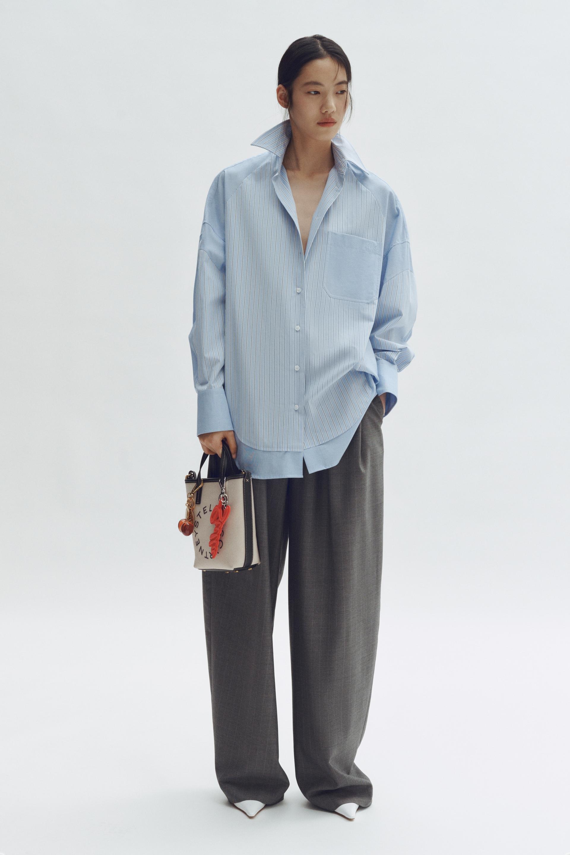 oversized paneled poplin shirt