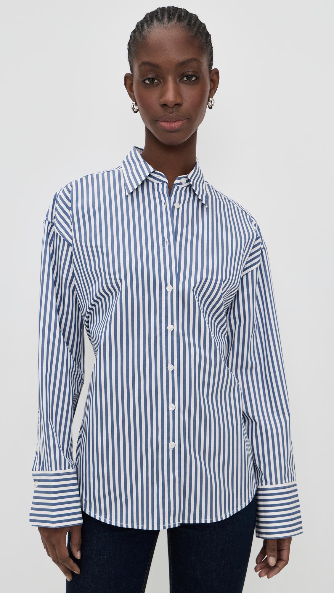 oversized poplin shirt with adjustable waist