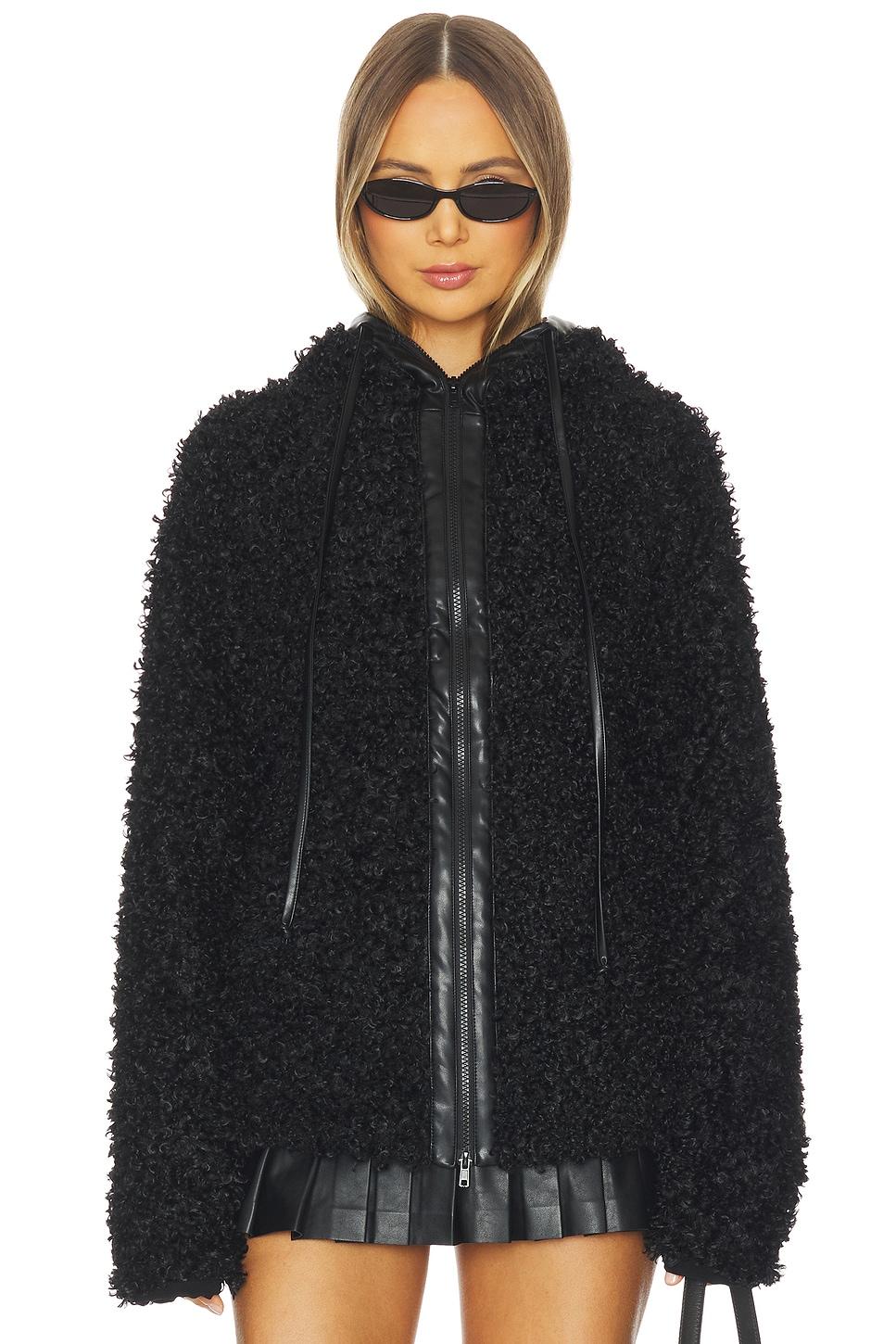 oversized raglan sleeve zip front hooded jacket