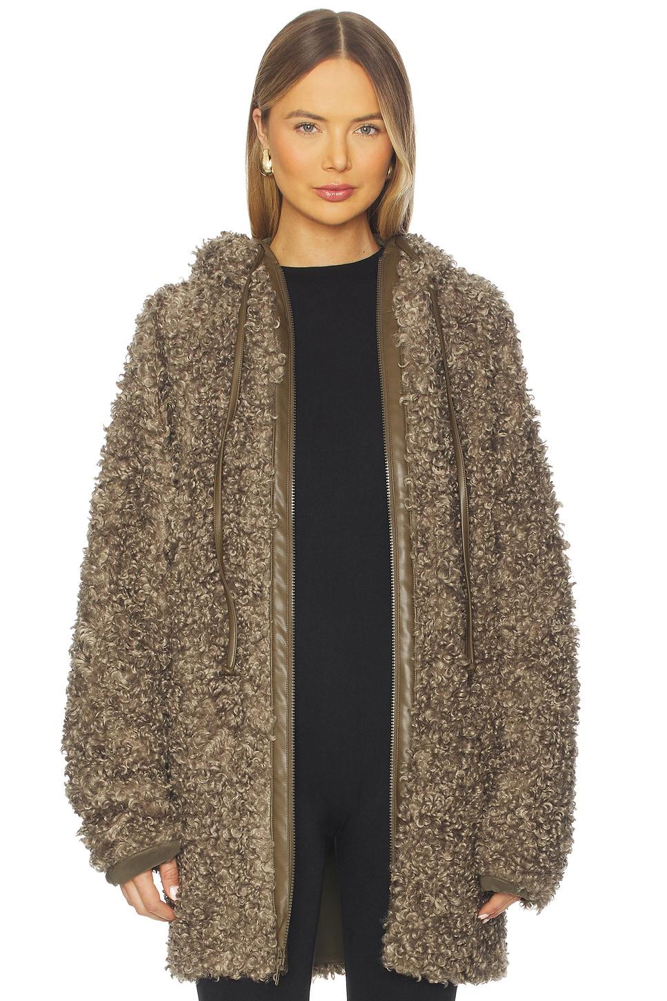 oversized raglan sleeve zip front hooded jacket