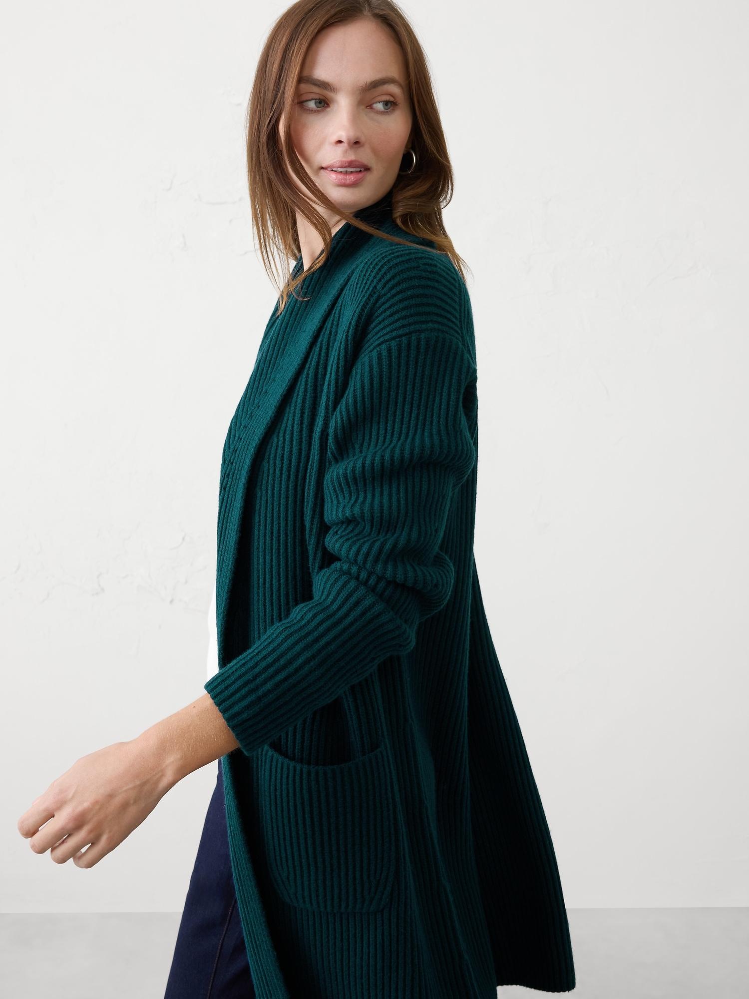 oversized ribbed shawl-neck sweater coat