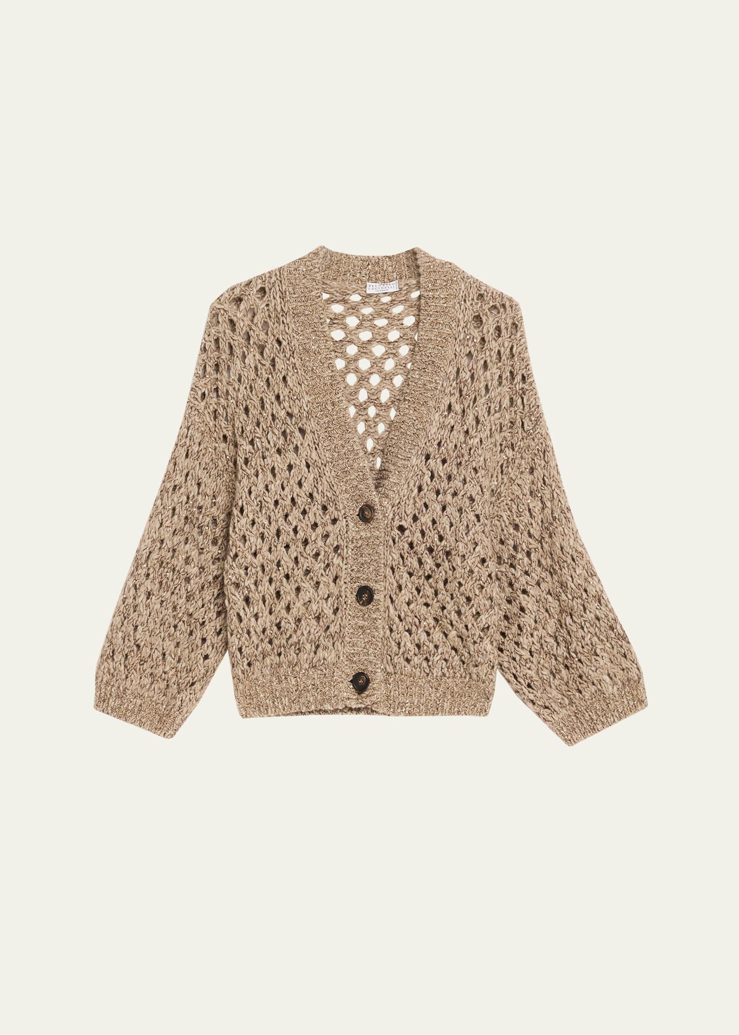 oversized shimmer open knit cardigan