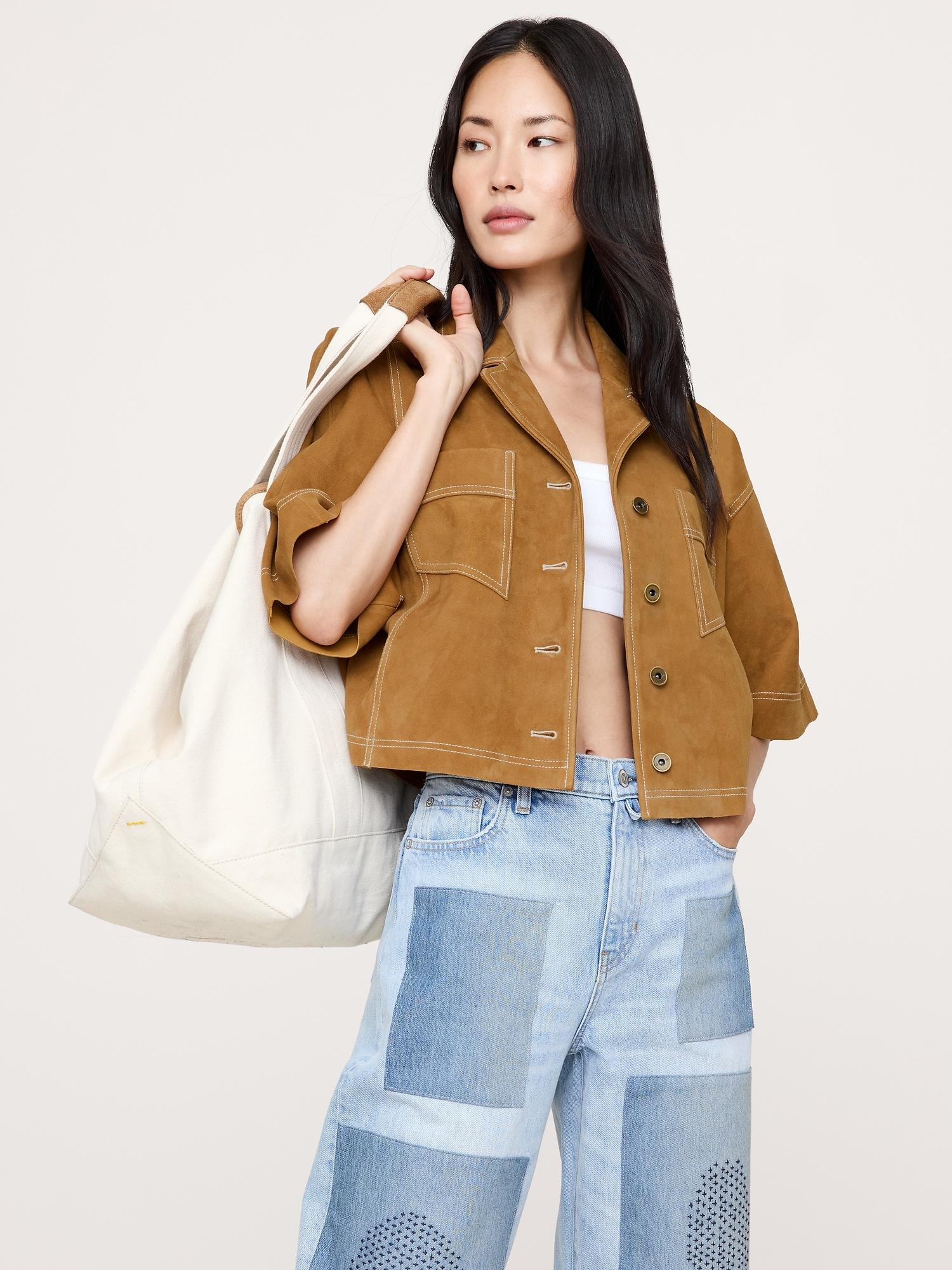 oversized short suede jacket
