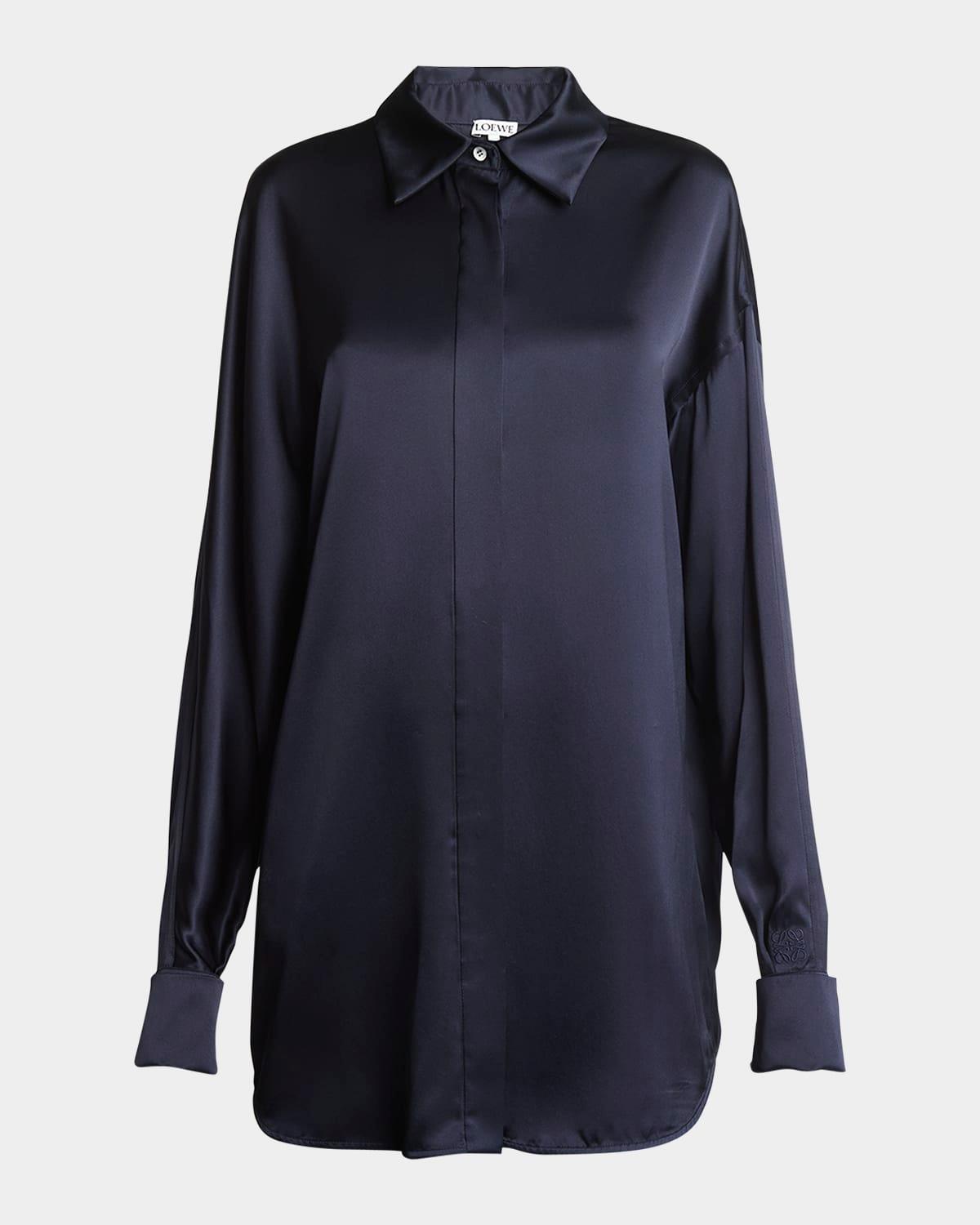 oversized silk button-down shirt