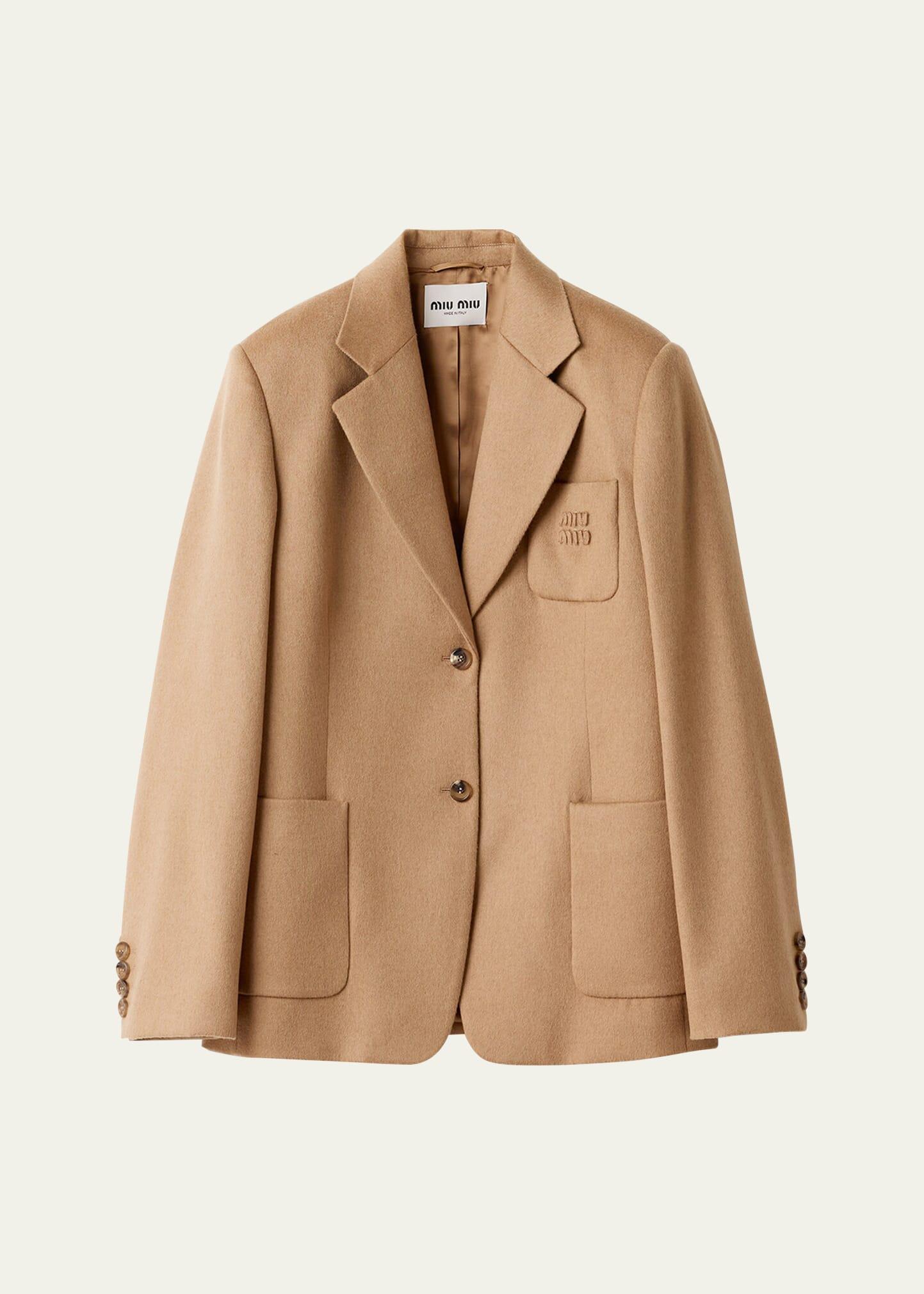 oversized single-breasted camel hair jacket