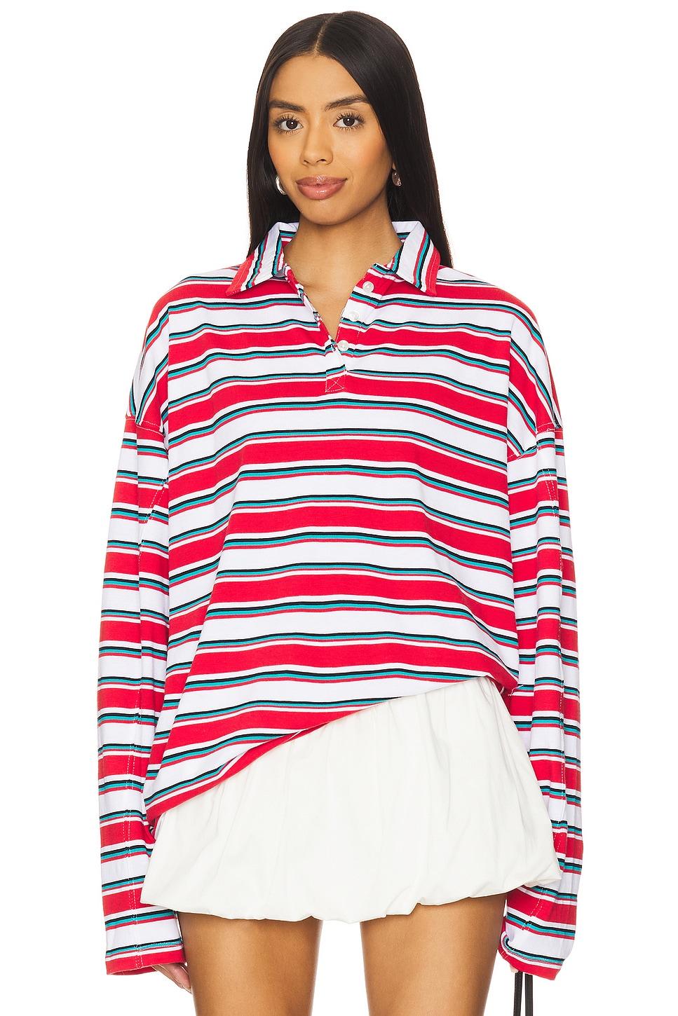 oversized stripe long sleeve top