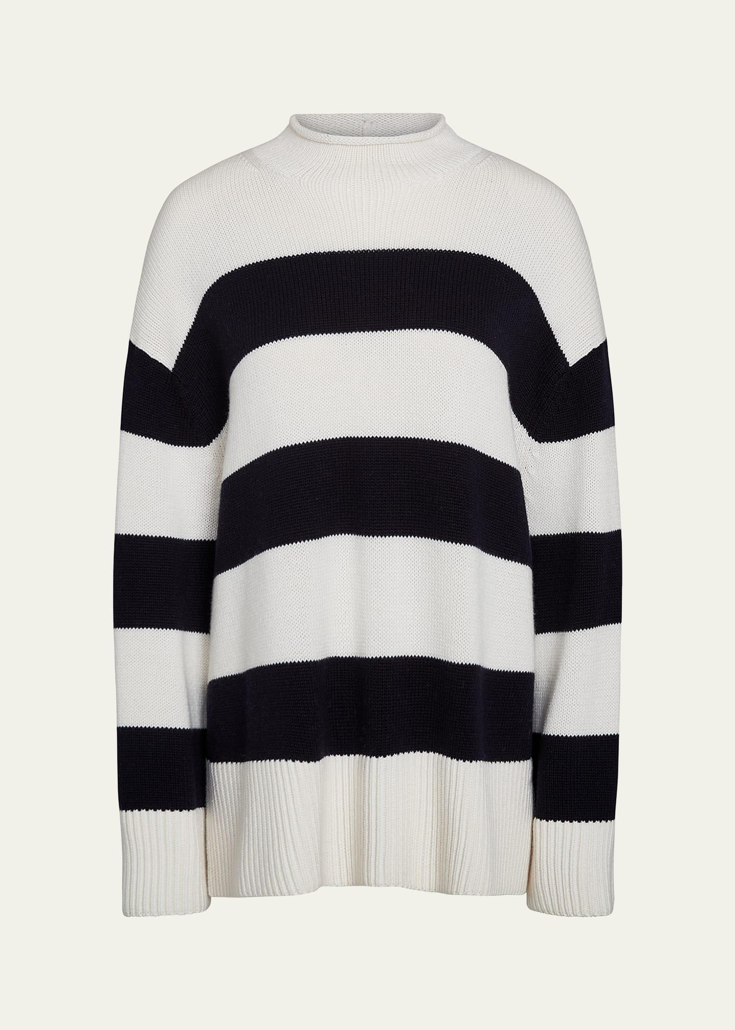 oversized stripe roll-neck sweater