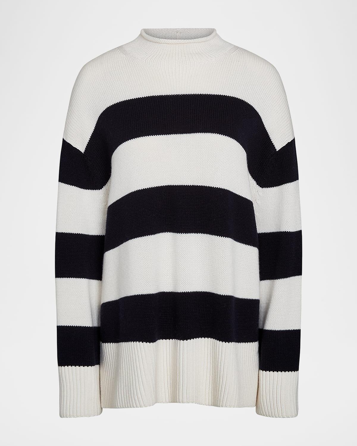 oversized stripe roll-neck sweater