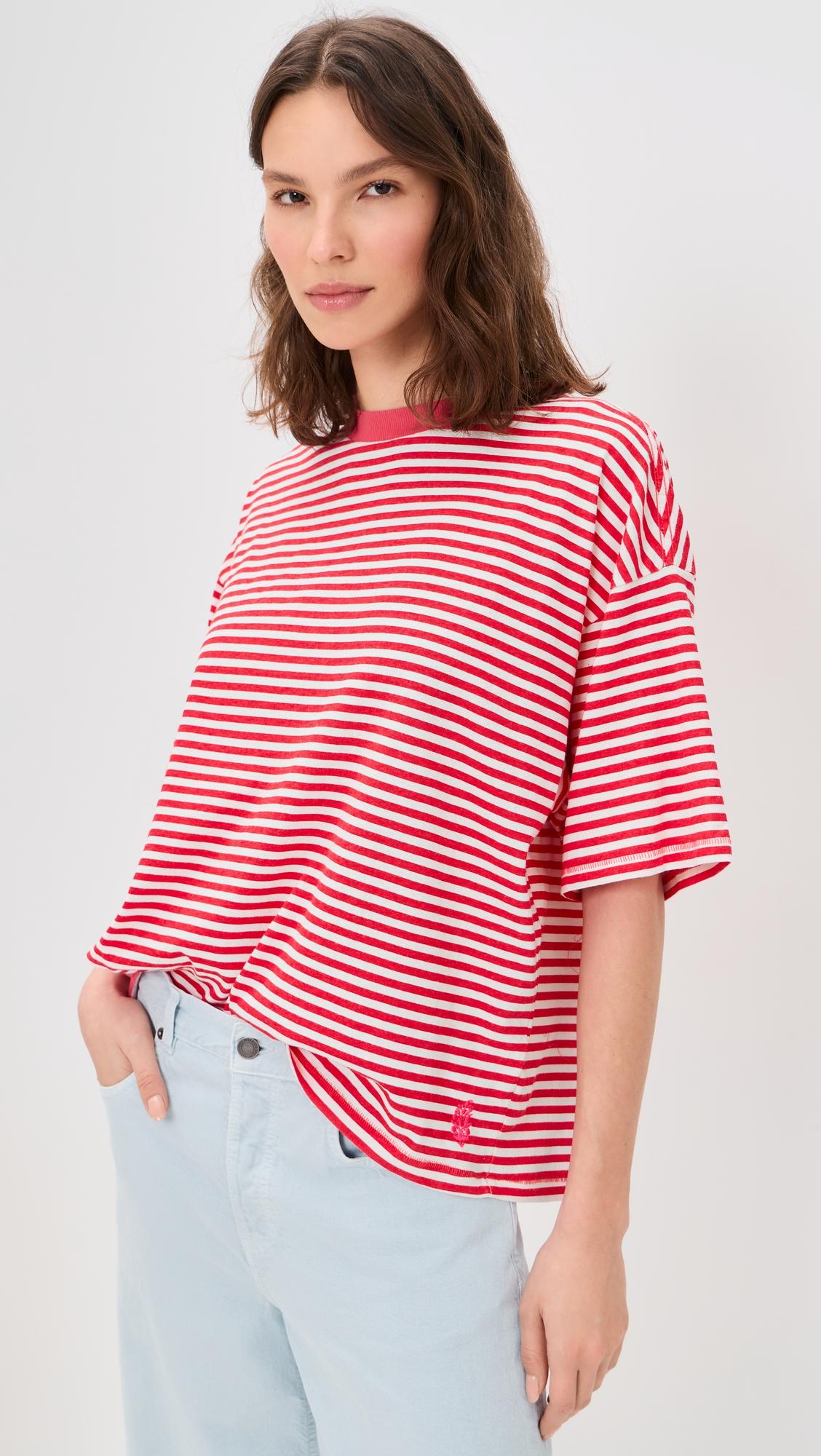 oversized stripe tackle tee