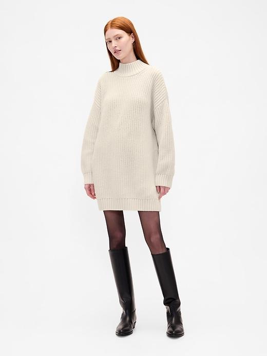oversized turtleneck mini sweater dress