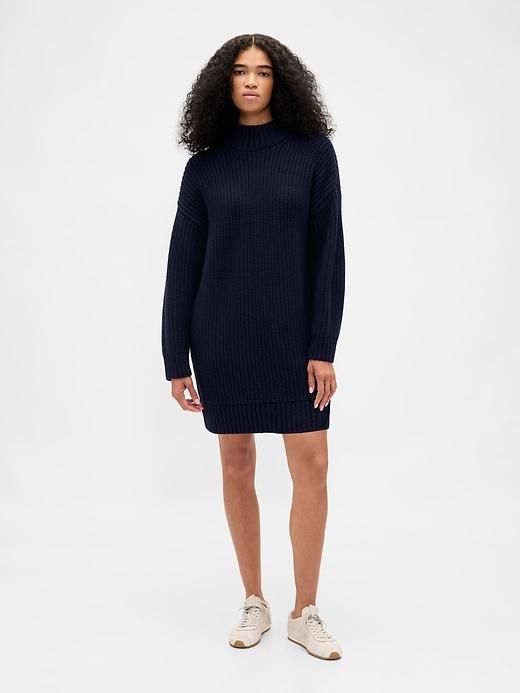 oversized turtleneck mini sweater dress