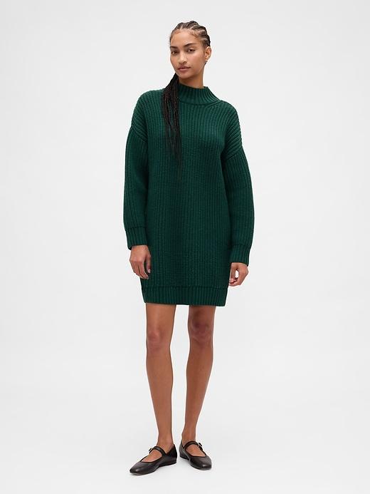 oversized turtleneck mini sweater dress